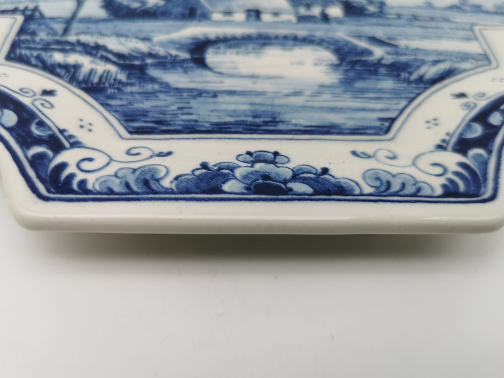 Vintage OWP Delfts Blue Windmill Wall Plaque – Limited Edition Dutch Ceramic Platter