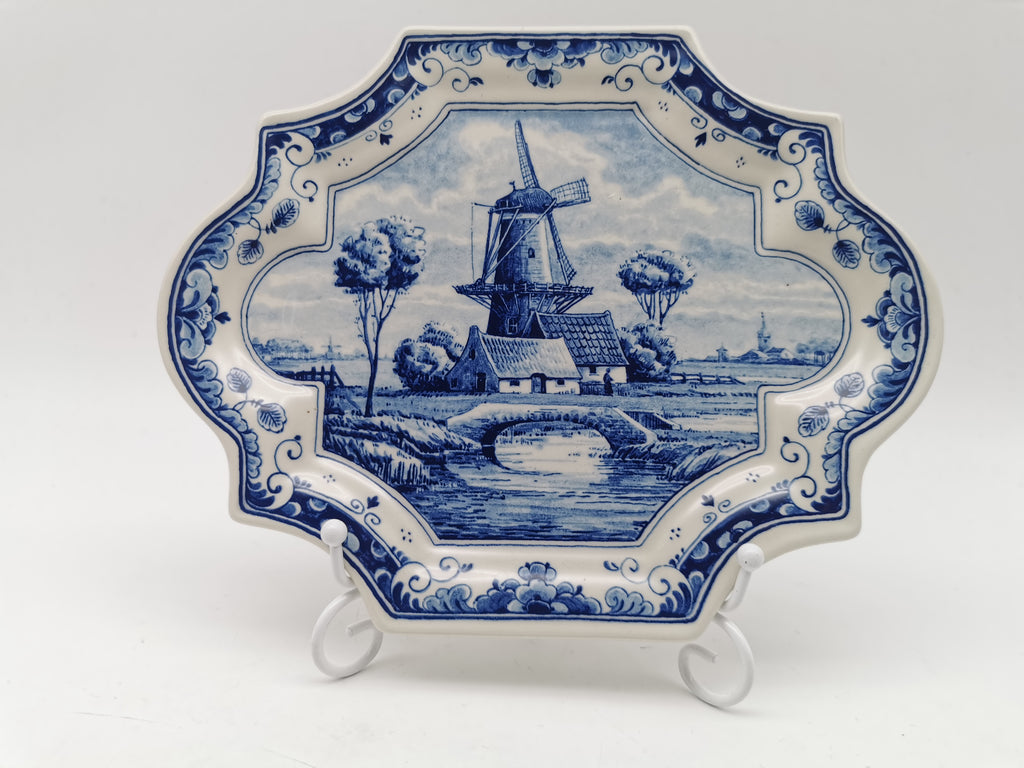 Vintage OWP Delfts Blue Windmill Wall Plaque – Limited Edition Dutch Ceramic Platter