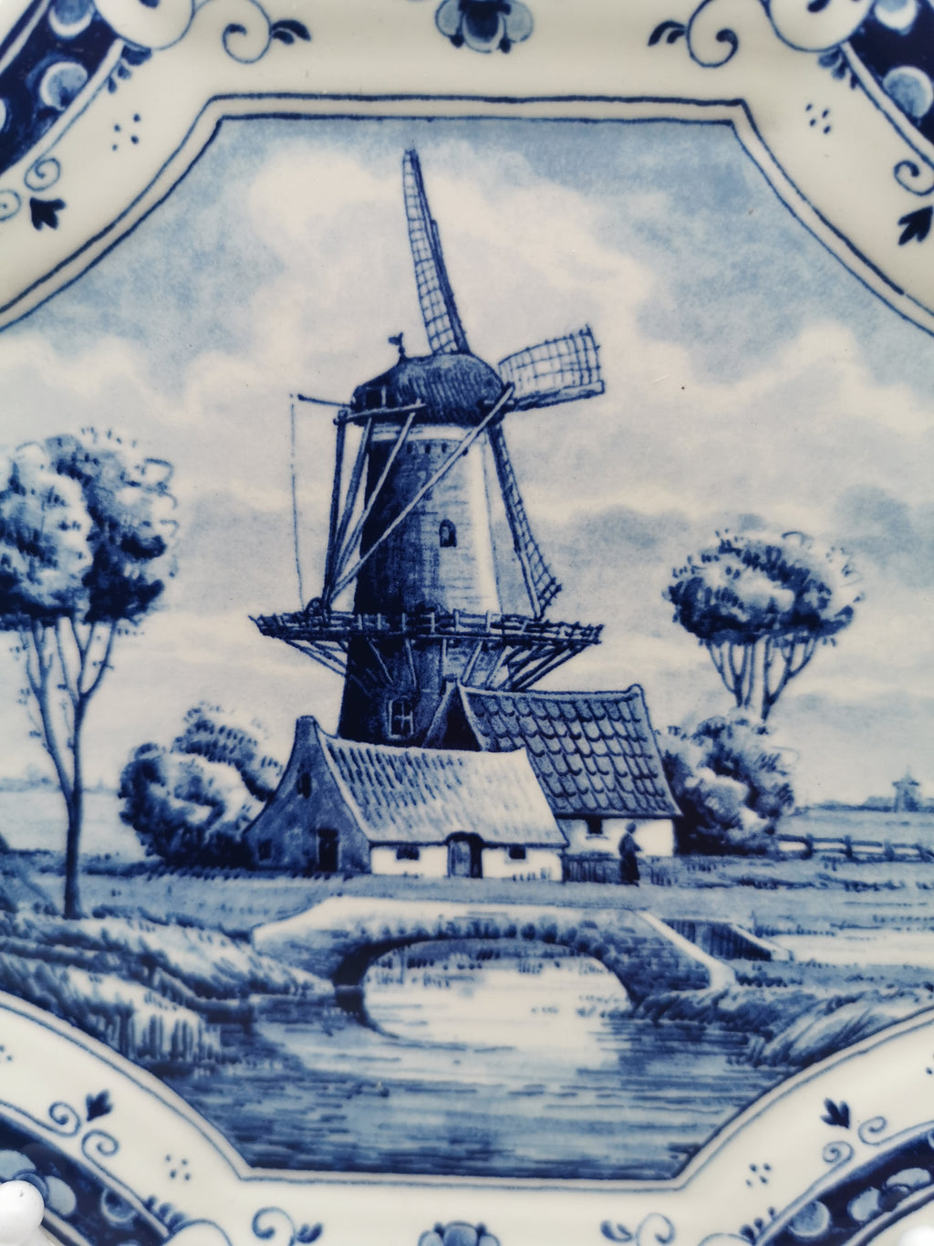Vintage OWP Delfts Blue Windmill Wall Plaque – Limited Edition Dutch Ceramic Platter