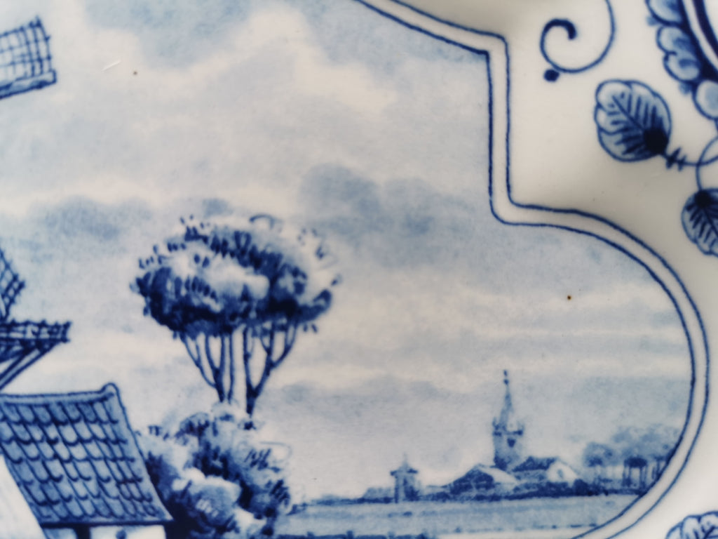 Vintage OWP Delfts Blue Windmill Wall Plaque – Limited Edition Dutch Ceramic Platter