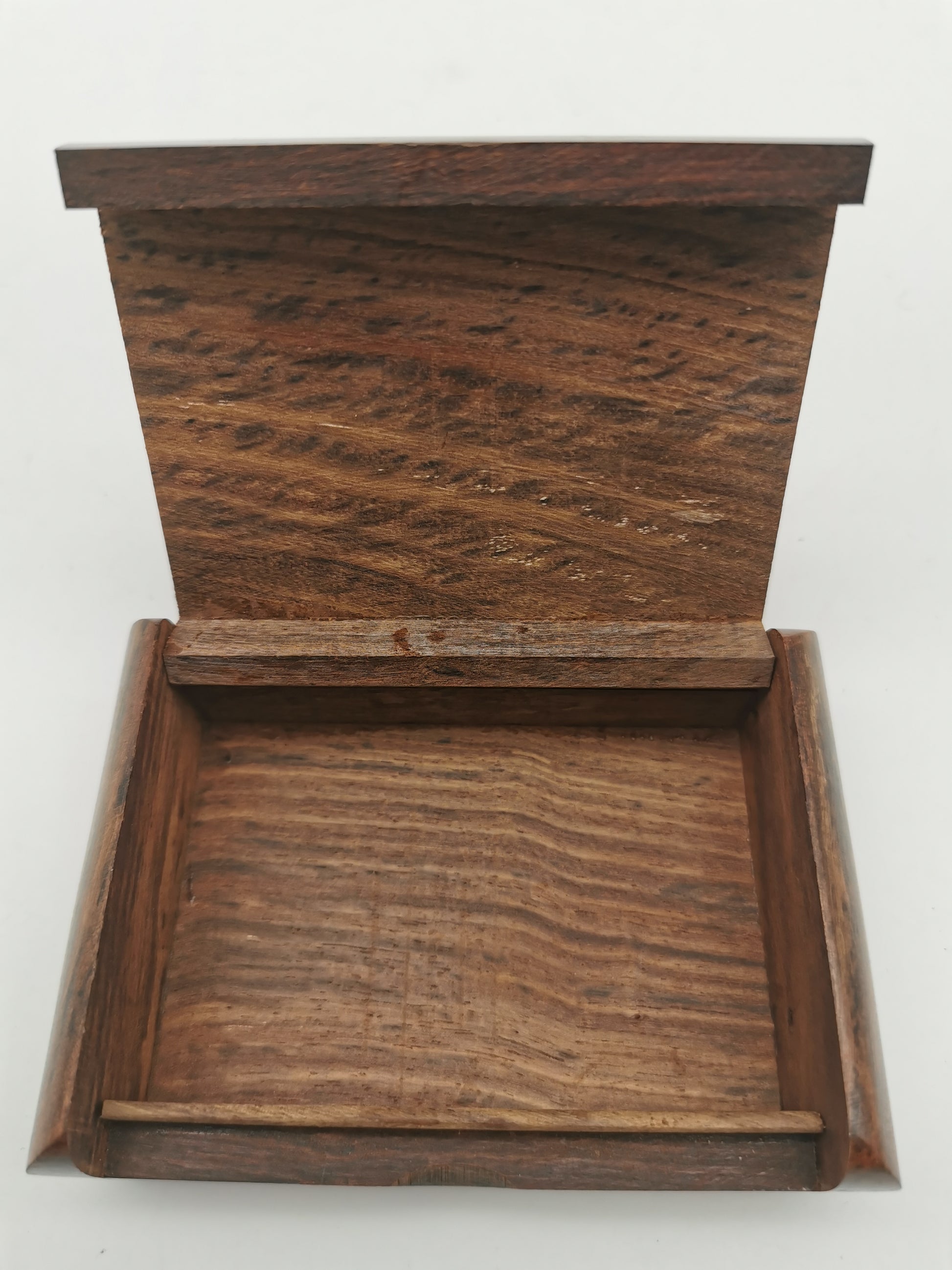 Vintage Indian Sheesham Wood Trinket Box with Ivy Brass Inlay
