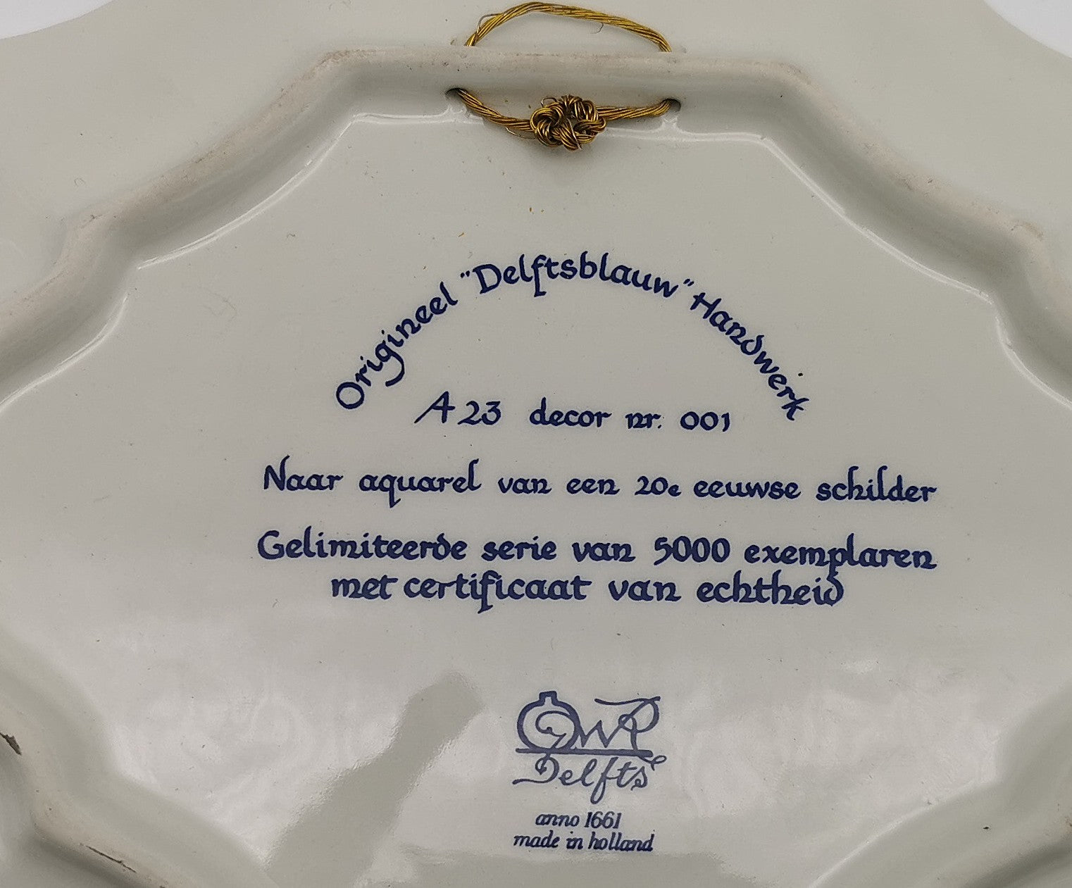 Vintage OWP Delfts Blue Windmill Wall Plaque – Limited Edition Dutch Ceramic Platter