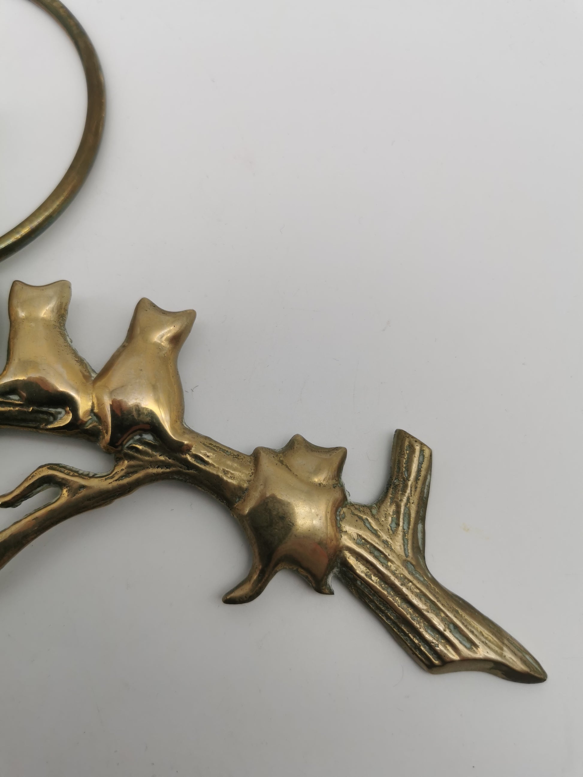 Vintage Mid-Century Brass Cat Family Wall Hanging Decor