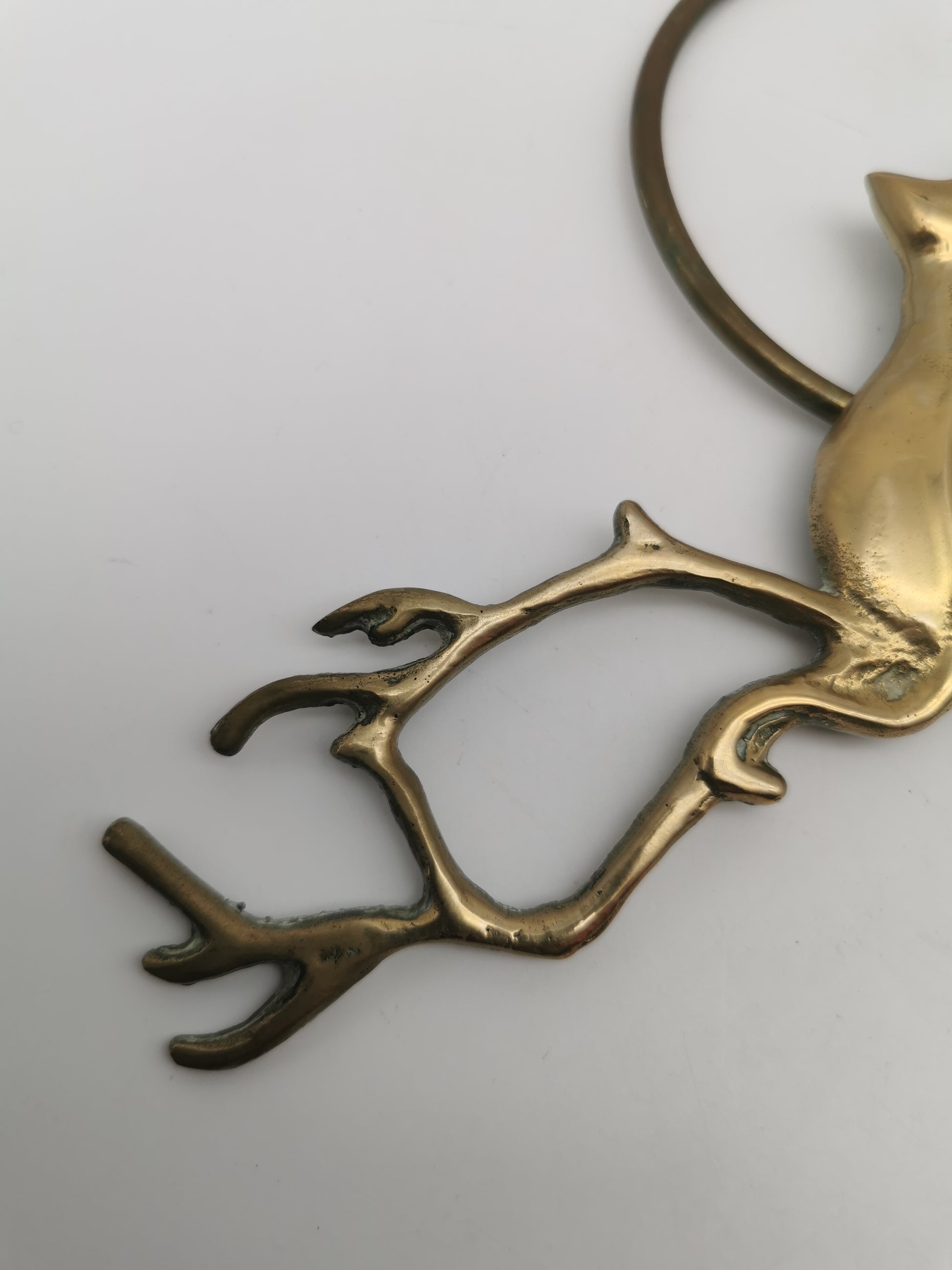 Vintage Mid-Century Brass Cat Family Wall Hanging Decor