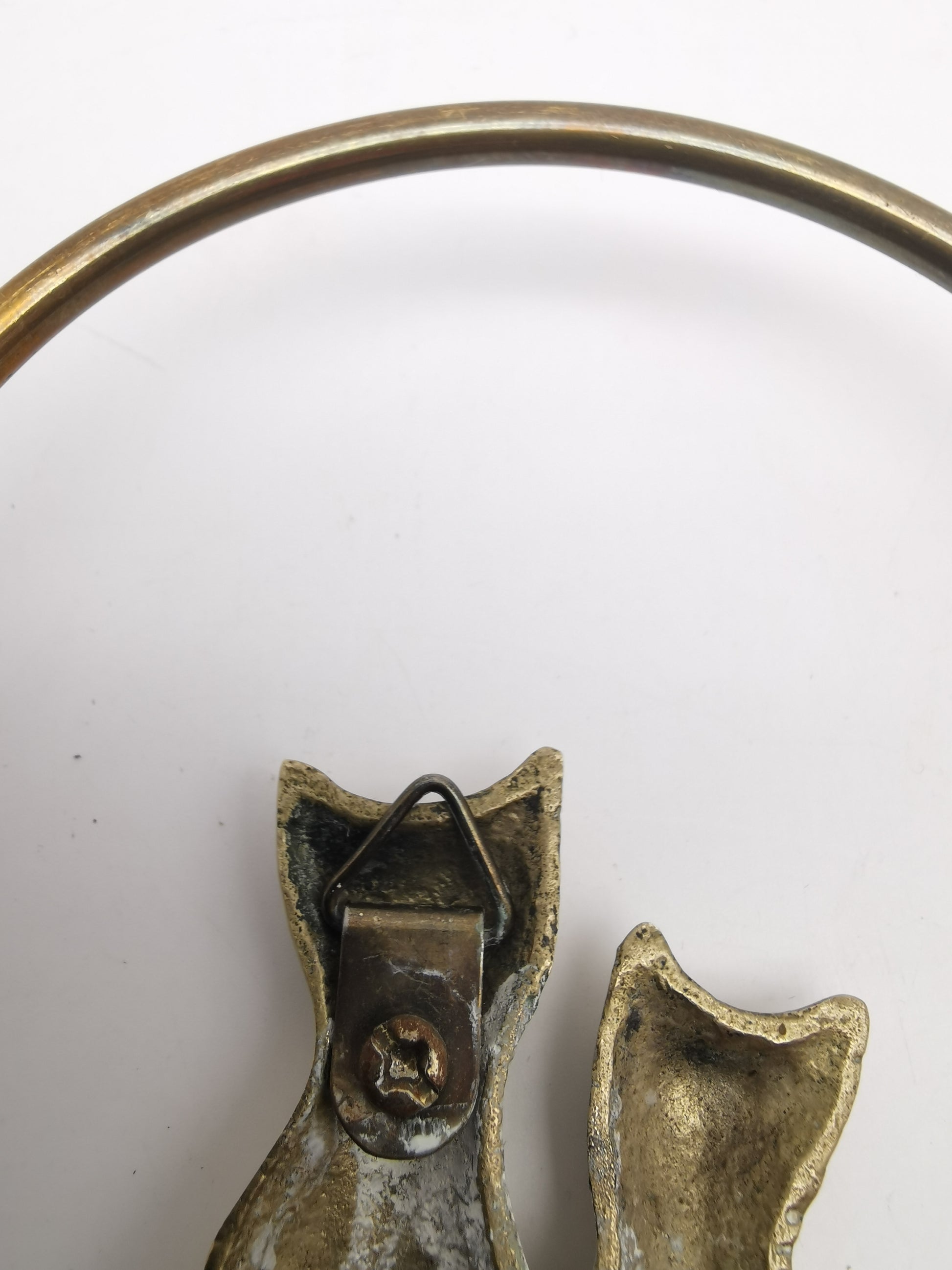 Vintage Mid-Century Brass Cat Family Wall Hanging Decor