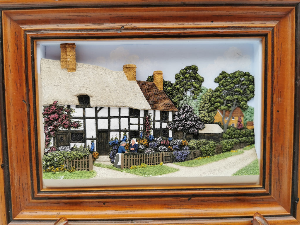 Vintage Framed Wall Plaque Country Lane Stratford-Upon-Avon, 1994 Friar Crafts 3D Cast Relief