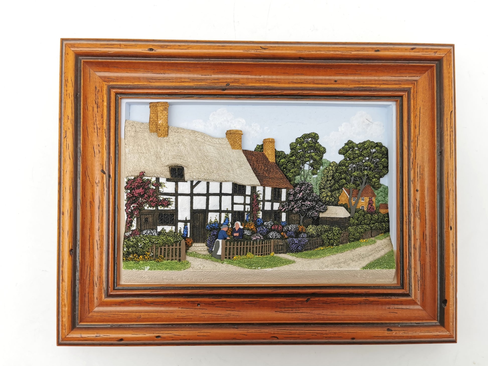 Vintage Framed Wall Plaque Country Lane Stratford-Upon-Avon, 1994 Friar Crafts 3D Cast Relief