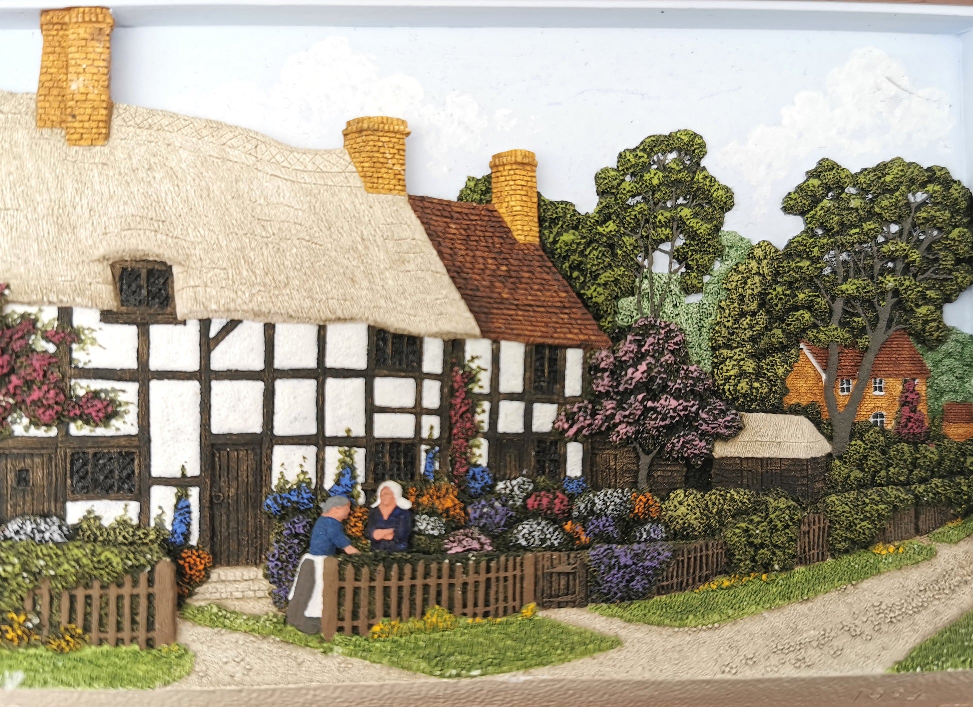 Vintage Framed Wall Plaque Country Lane Stratford-Upon-Avon, 1994 Friar Crafts 3D Cast Relief