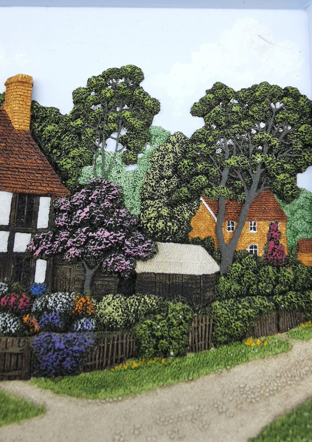Vintage Framed Wall Plaque Country Lane Stratford-Upon-Avon, 1994 Friar Crafts 3D Cast Relief