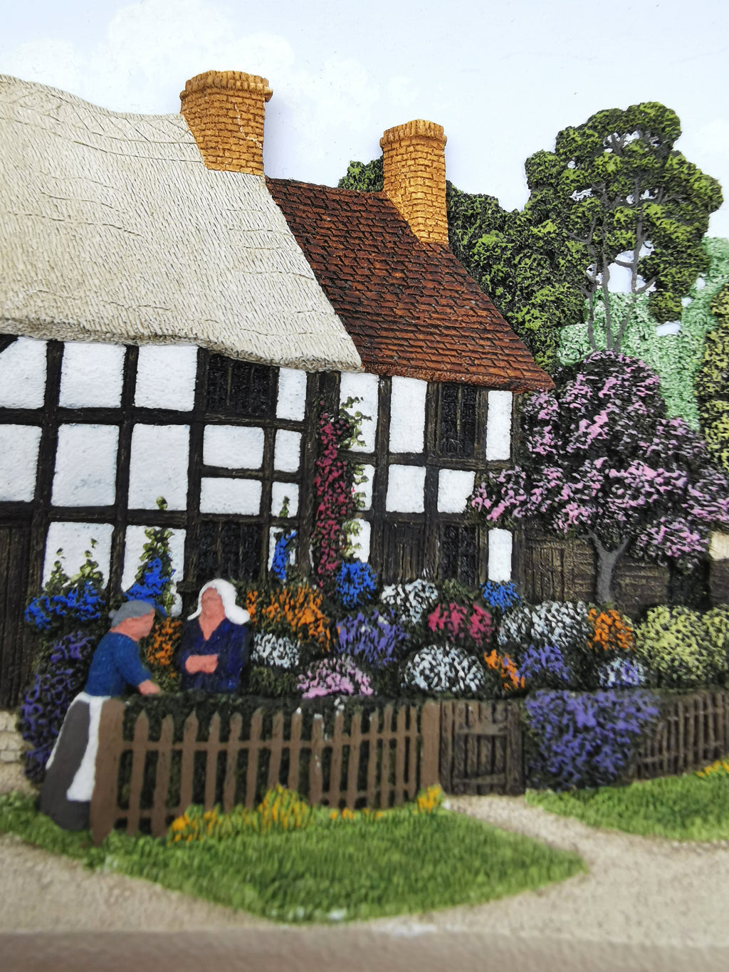 Vintage Framed Wall Plaque Country Lane Stratford-Upon-Avon, 1994 Friar Crafts 3D Cast Relief