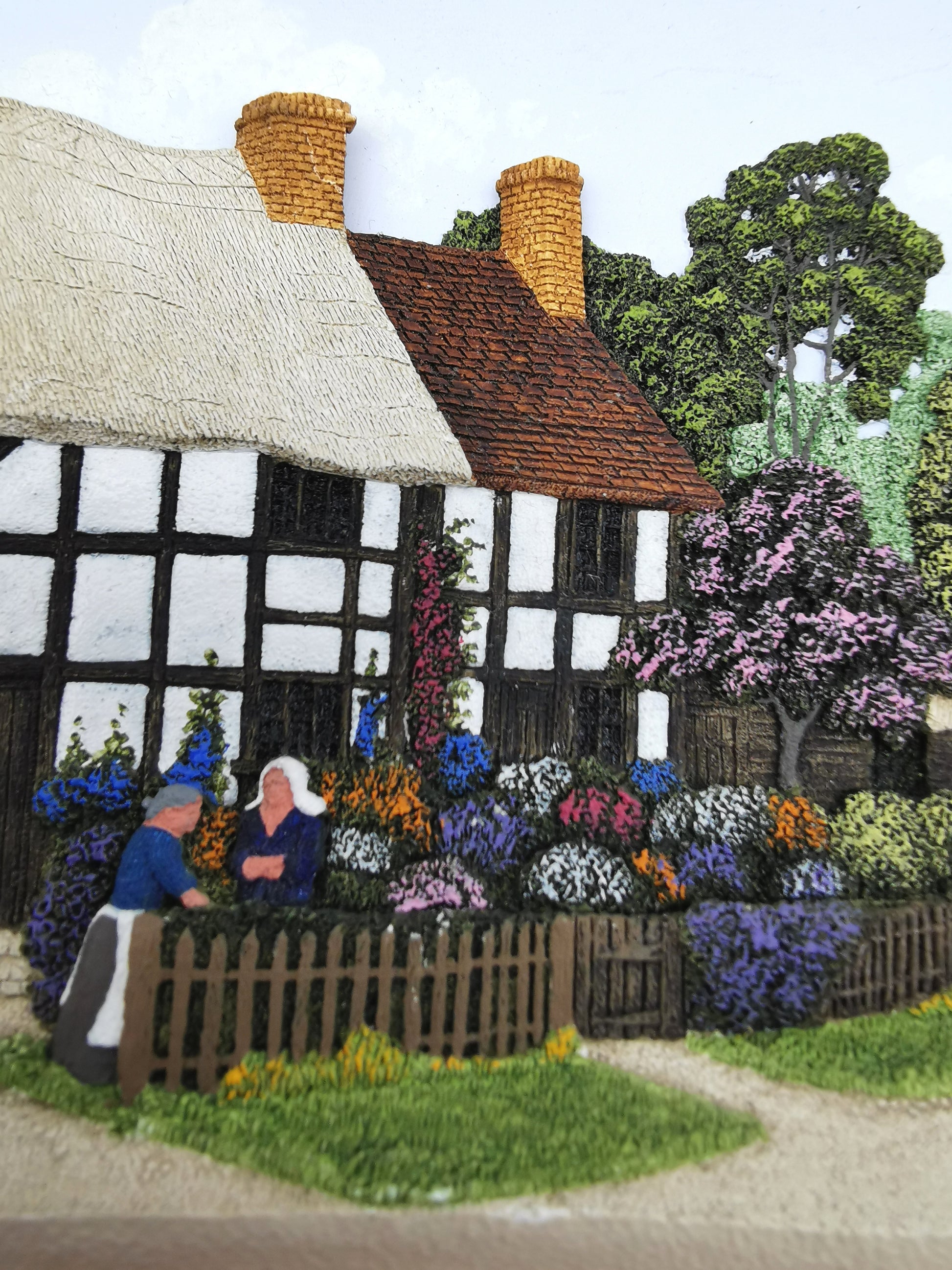 Vintage Framed Wall Plaque Country Lane Stratford-Upon-Avon, 1994 Friar Crafts 3D Cast Relief