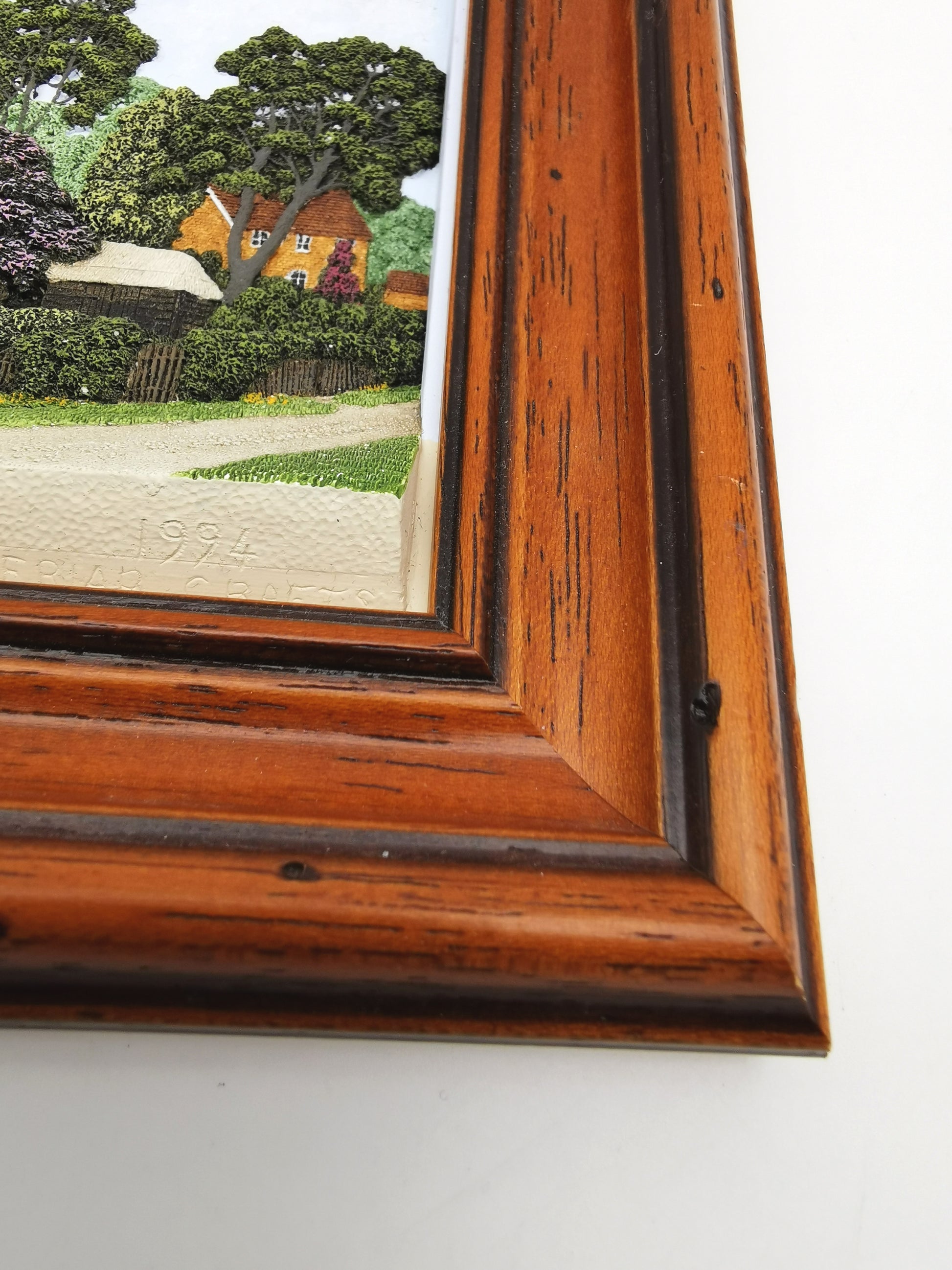 Vintage Framed Wall Plaque Country Lane Stratford-Upon-Avon, 1994 Friar Crafts 3D Cast Relief
