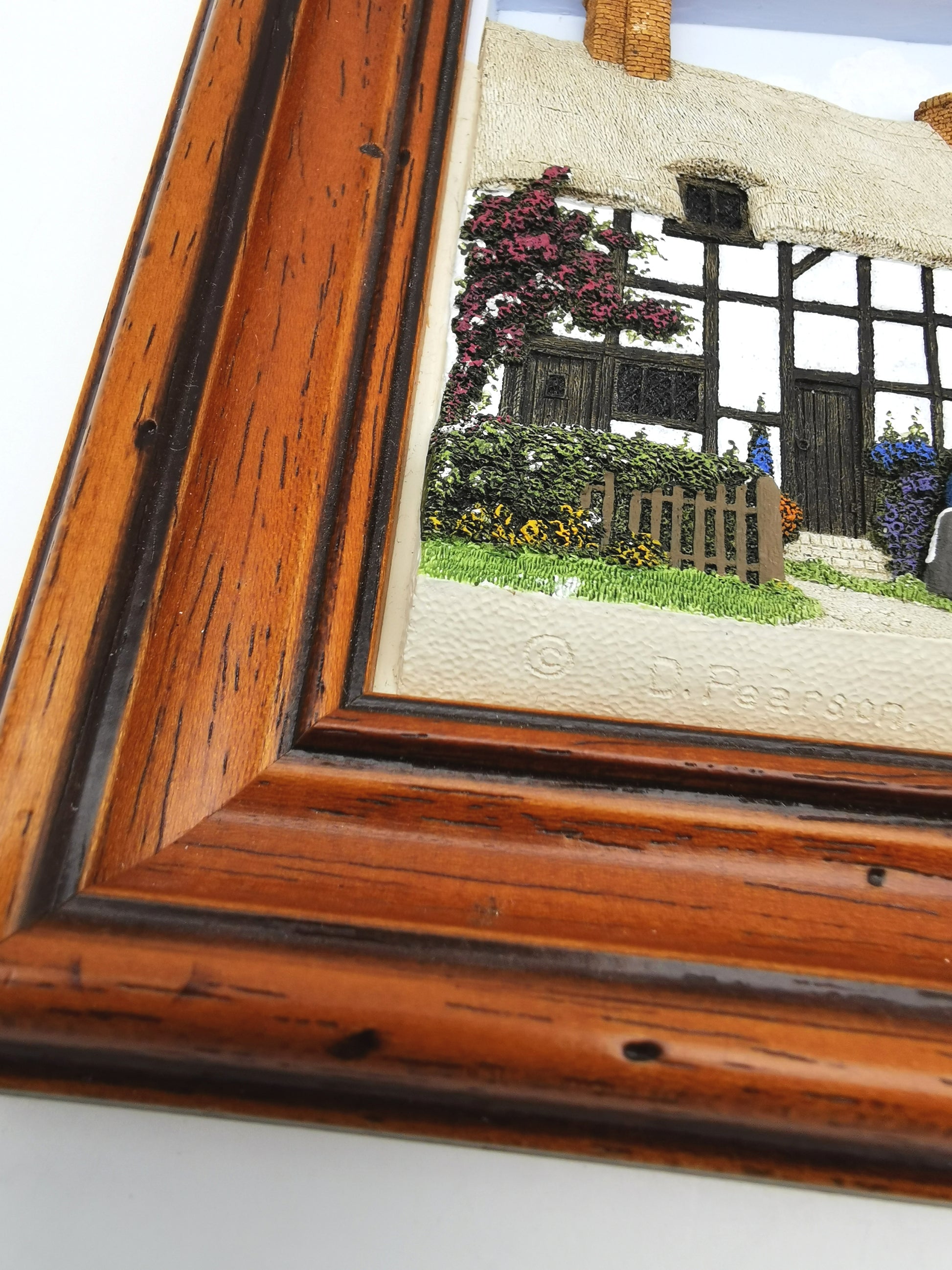 Vintage Framed Wall Plaque Country Lane Stratford-Upon-Avon, 1994 Friar Crafts 3D Cast Relief