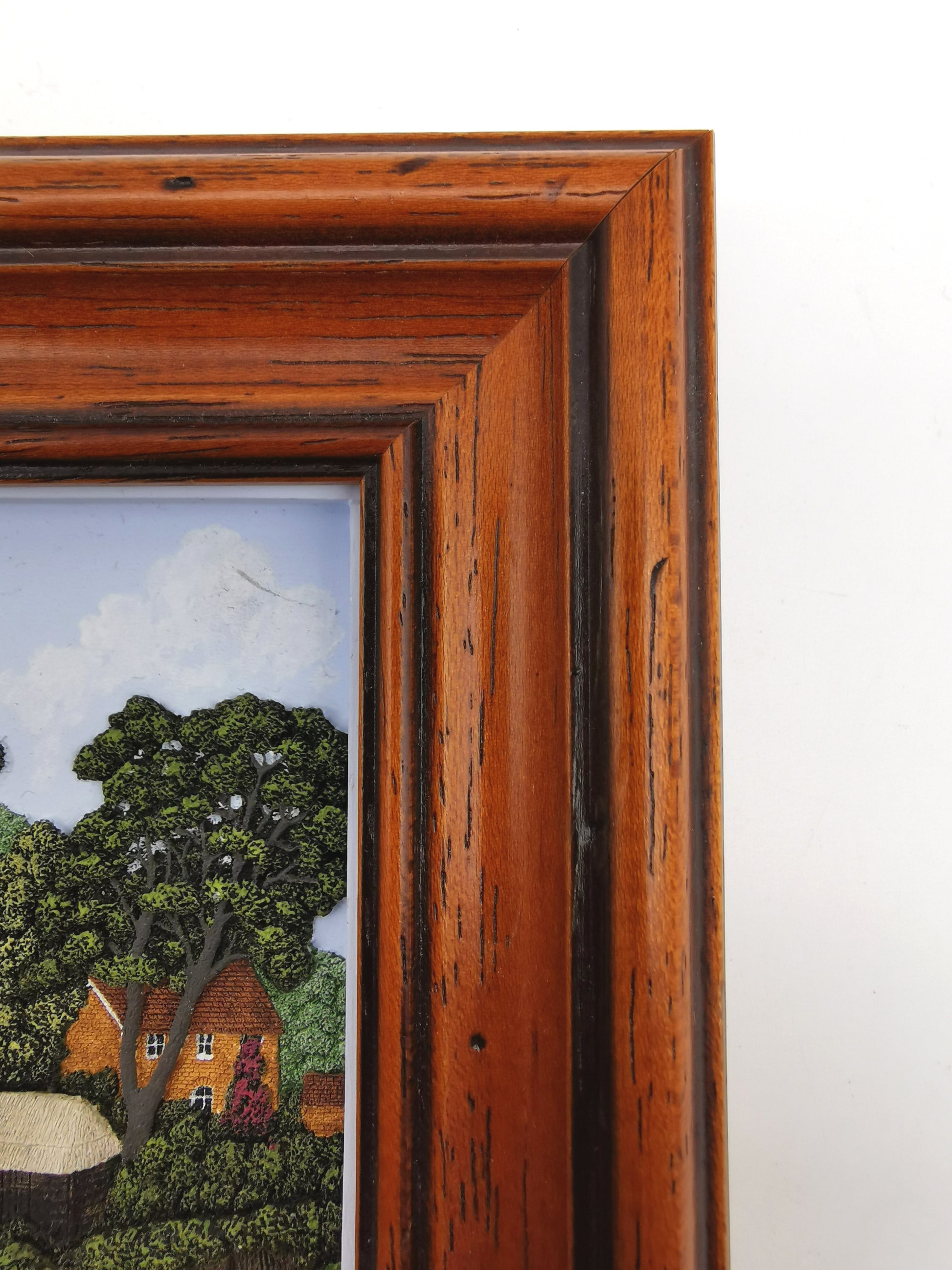 Vintage Framed Wall Plaque Country Lane Stratford-Upon-Avon, 1994 Friar Crafts 3D Cast Relief