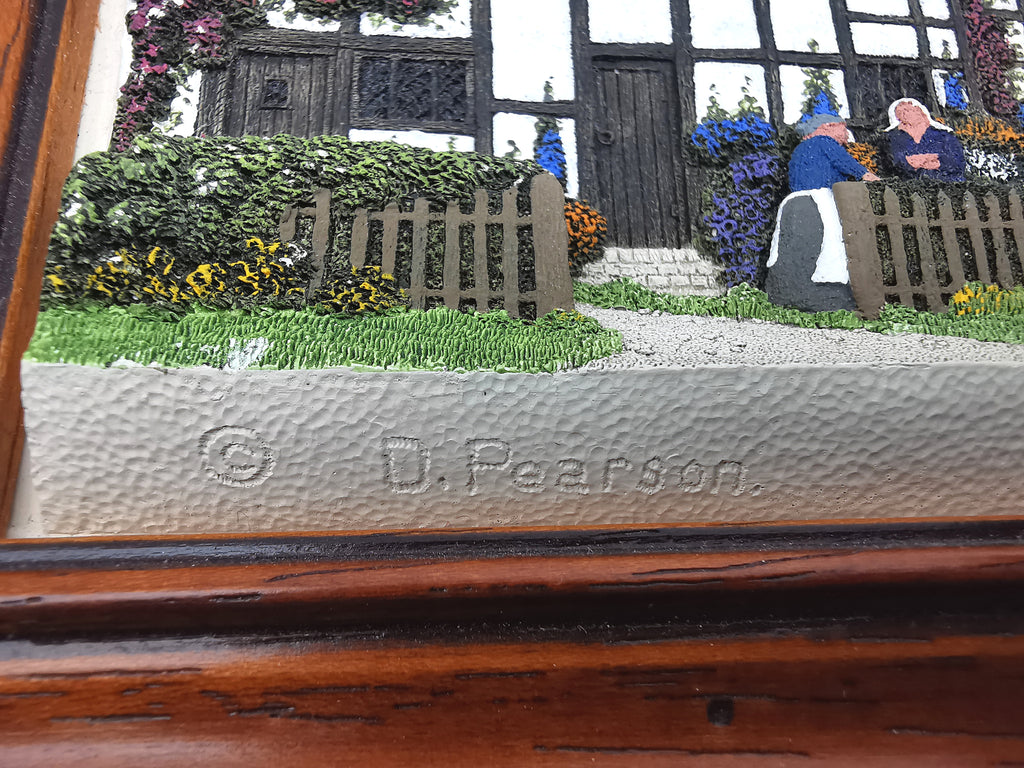 Vintage Framed Wall Plaque Country Lane Stratford-Upon-Avon, 1994 Friar Crafts 3D Cast Relief