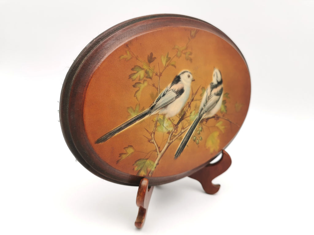 Pair Vintage Basil Ede Bird Oval Wall Plaques – Goldcrests and Long-tailed Tits, 26cm wide