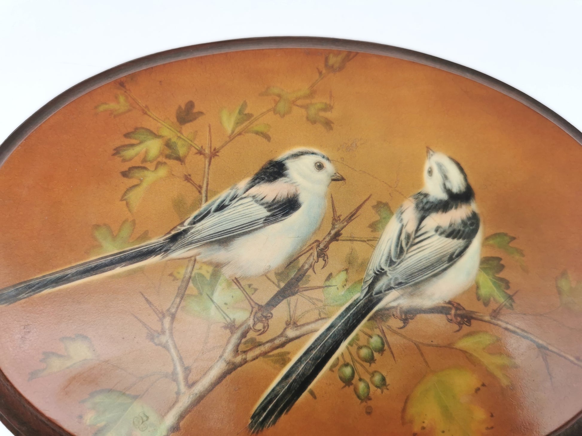 Pair Vintage Basil Ede Bird Oval Wall Plaques – Goldcrests and Long-tailed Tits, 26cm wide