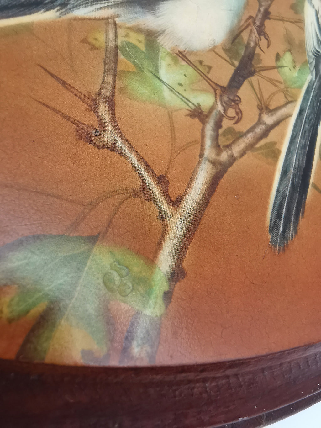 Pair Vintage Basil Ede Bird Oval Wall Plaques – Goldcrests and Long-tailed Tits, 26cm wide