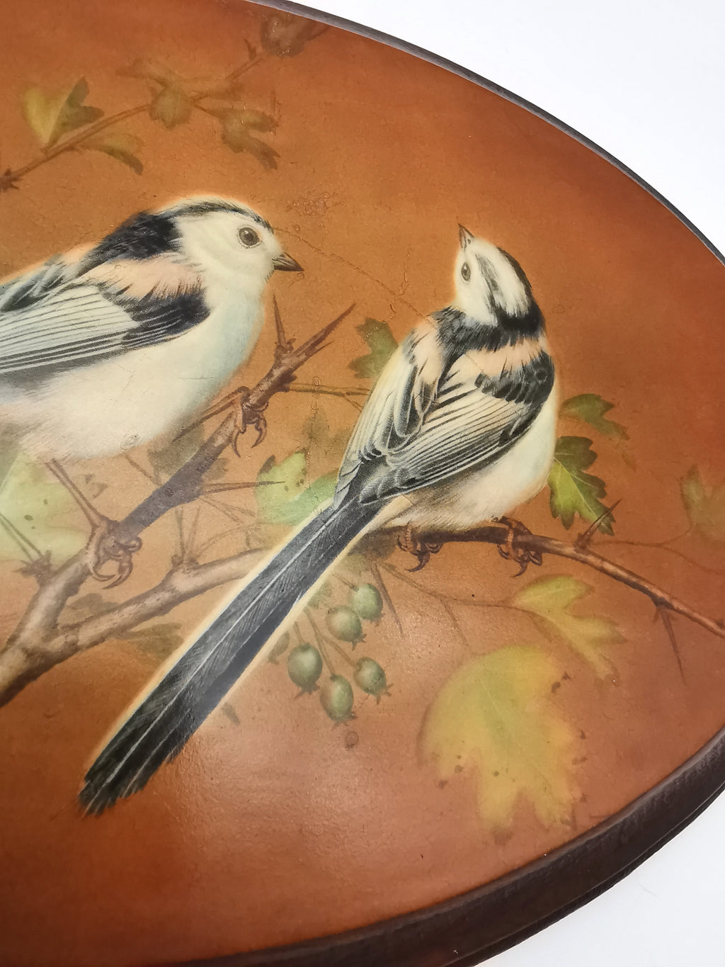 Pair Vintage Basil Ede Bird Oval Wall Plaques – Goldcrests and Long-tailed Tits, 26cm wide