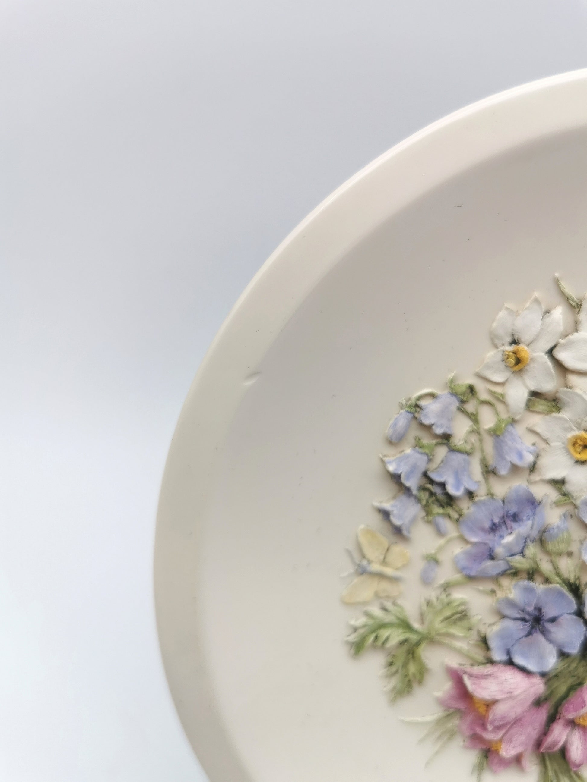 Vintage Hand-Painted Ken Norris Floral Relief Wall Plaque, Watersmeet Studios