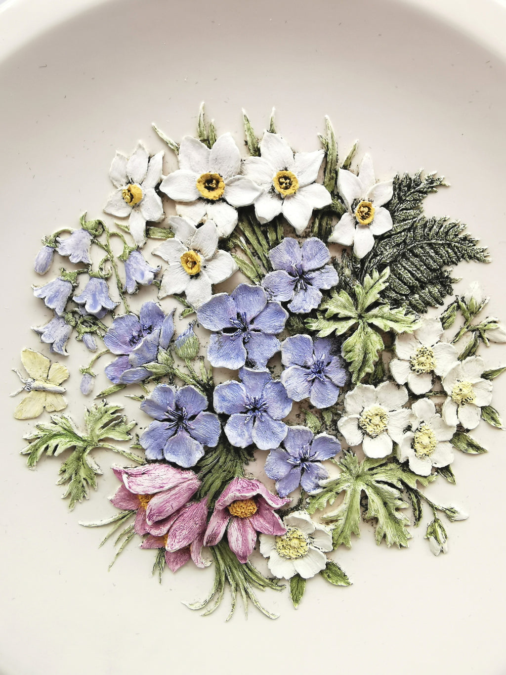 Vintage Hand-Painted Ken Norris Floral Relief Wall Plaque, Watersmeet Studios
