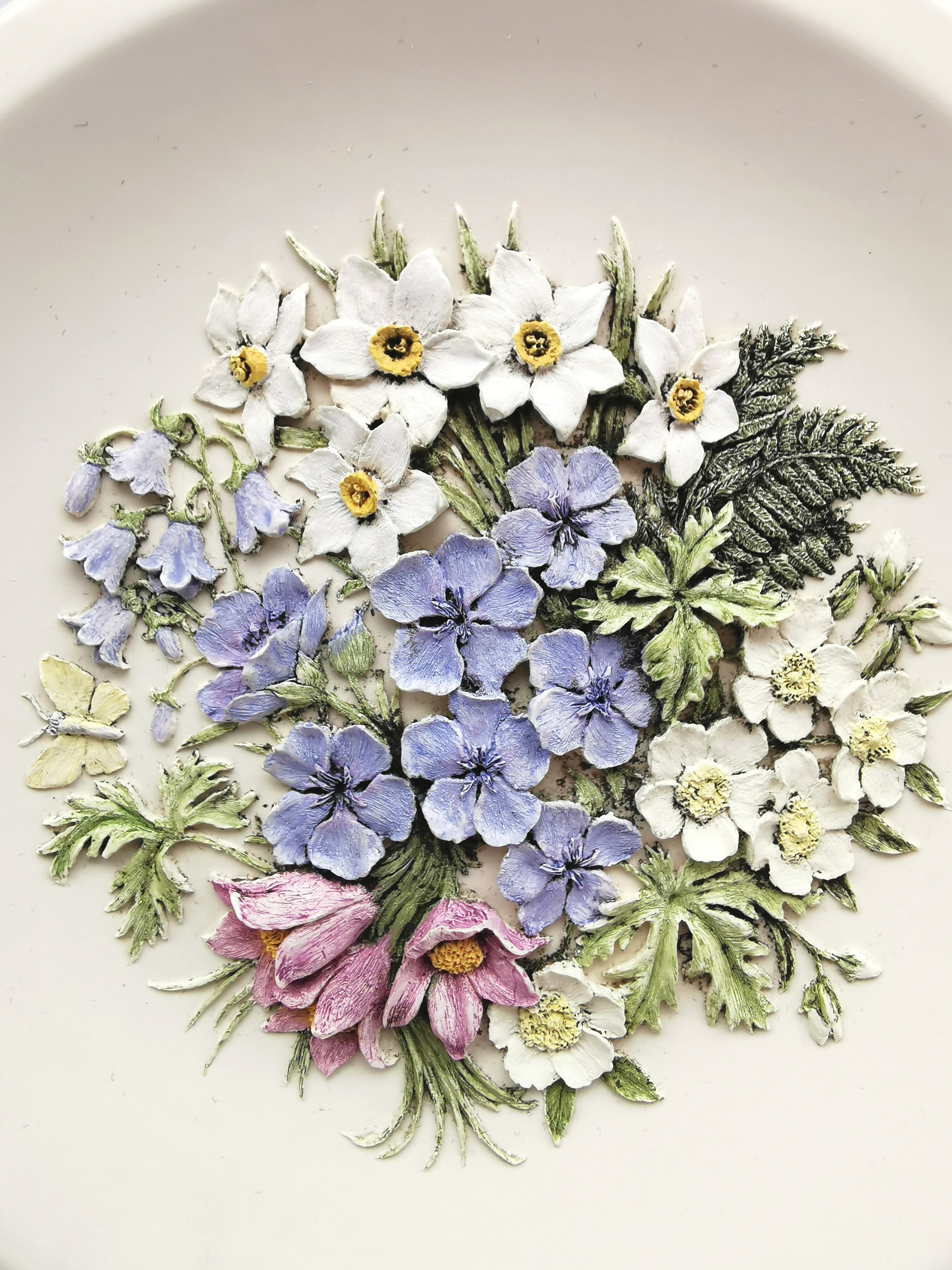 Vintage Hand-Painted Ken Norris Floral Relief Wall Plaque, Watersmeet Studios