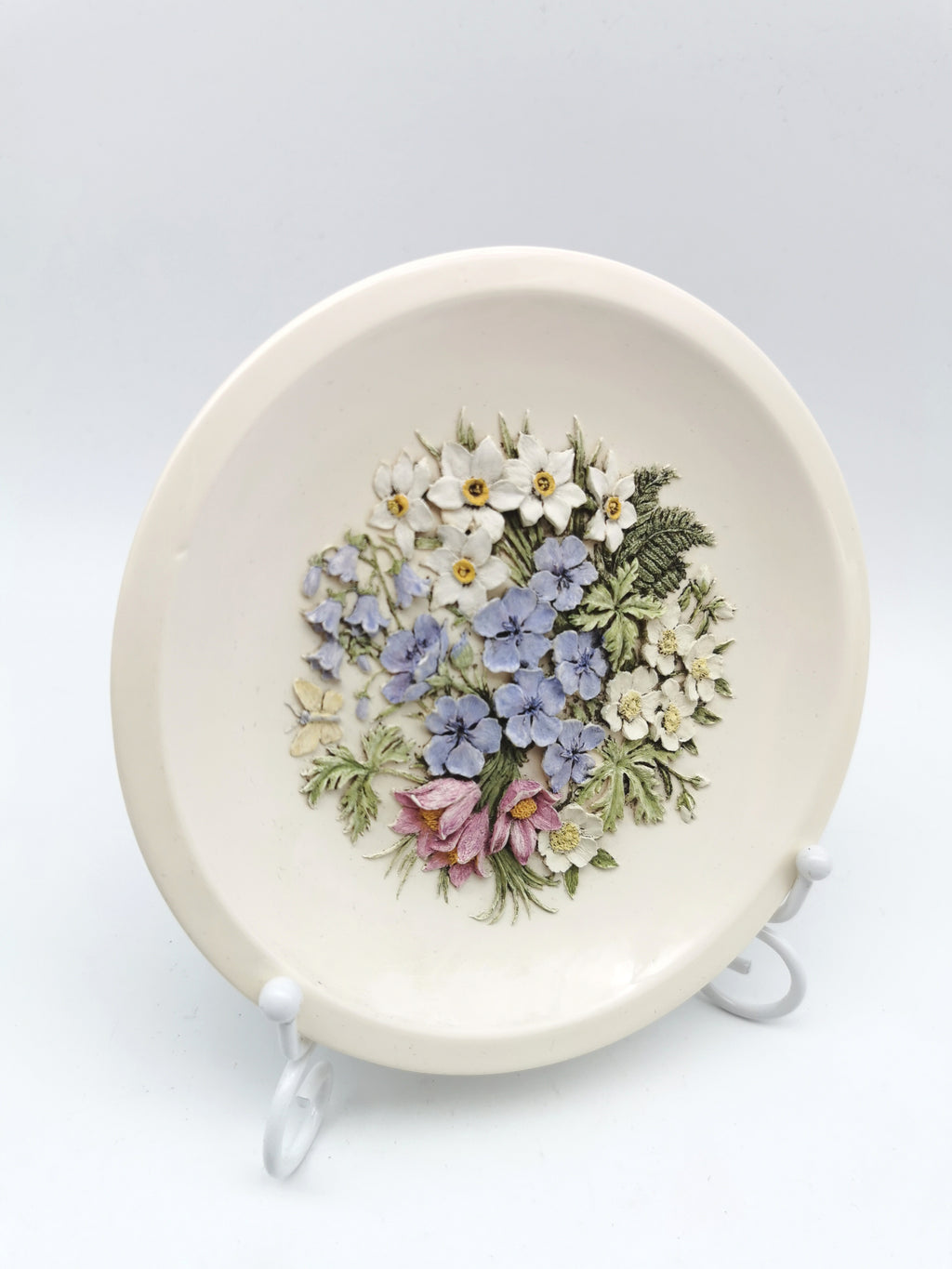 Vintage Hand-Painted Ken Norris Floral Relief Wall Plaque, Watersmeet Studios