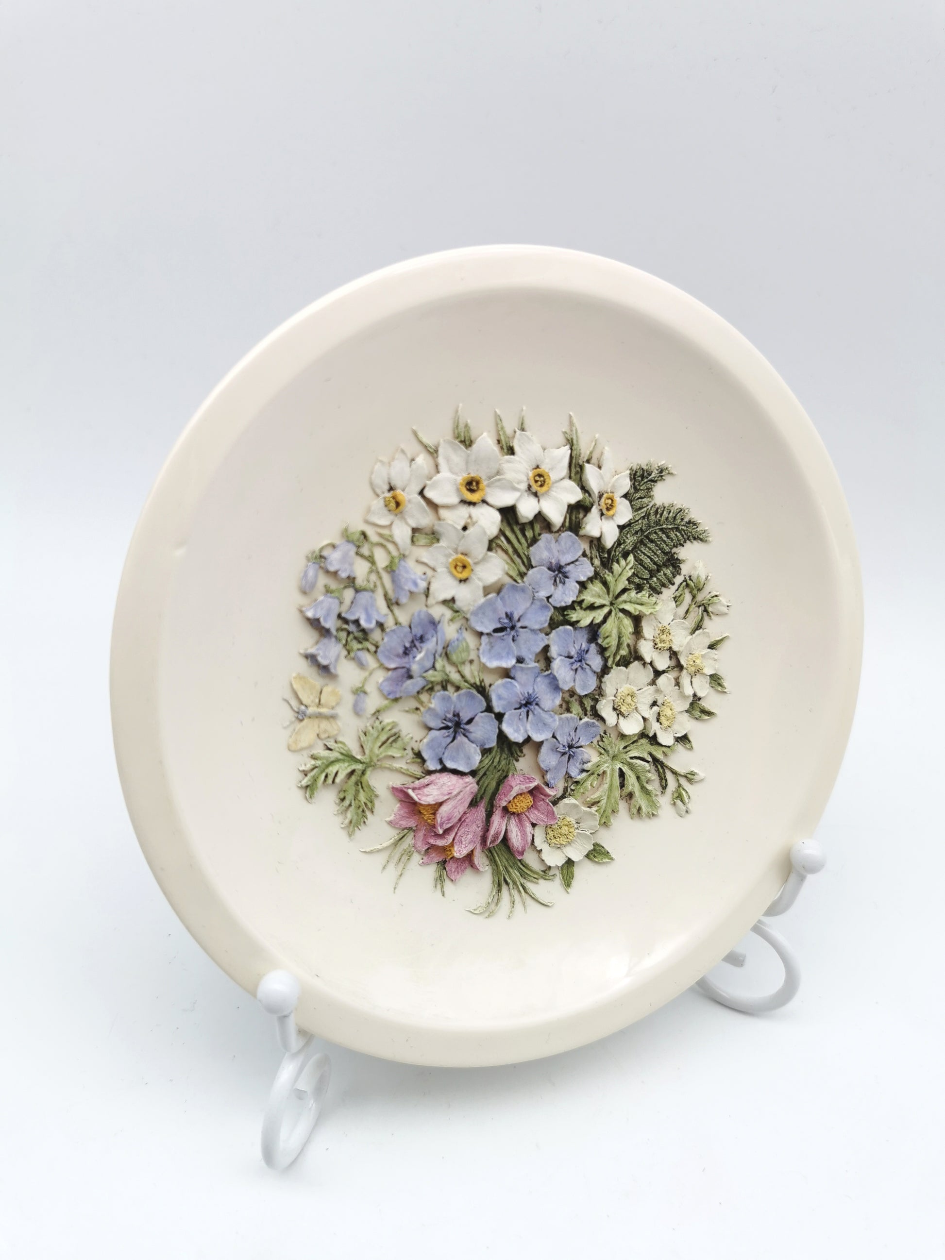 Vintage Hand-Painted Ken Norris Floral Relief Wall Plaque, Watersmeet Studios