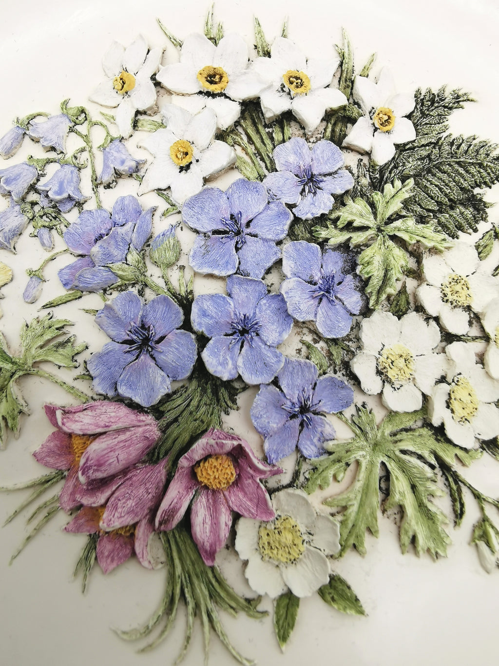 Vintage Hand-Painted Ken Norris Floral Relief Wall Plaque, Watersmeet Studios