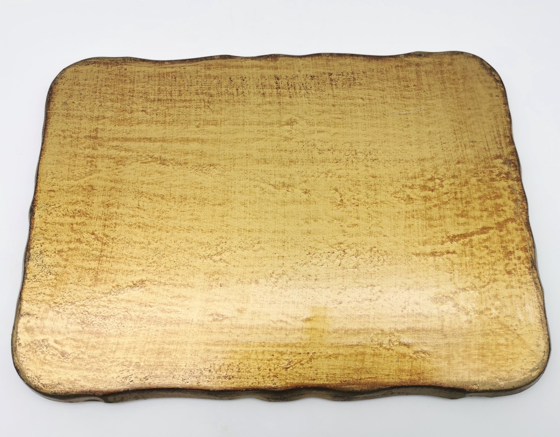 Vintage Italian Florentine Gilded Serving Tray – Ornate Gold & Cream Scrollwork, Mid-Century