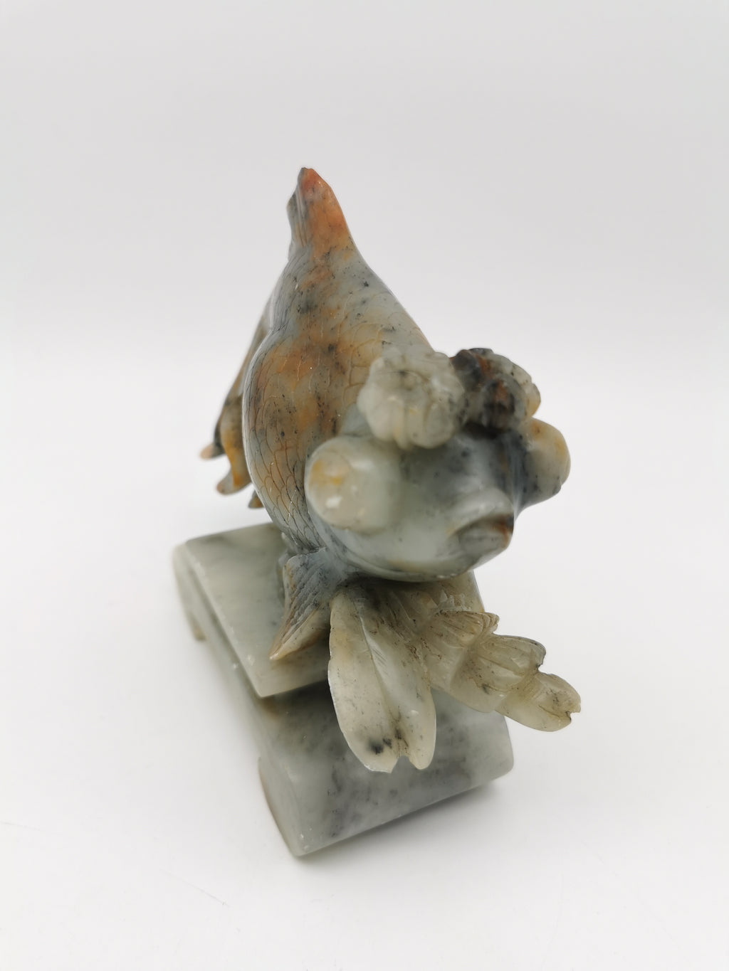 Large Vintage Chinese Hand-Carved Soapstone Goldfish Sculpture -1kg