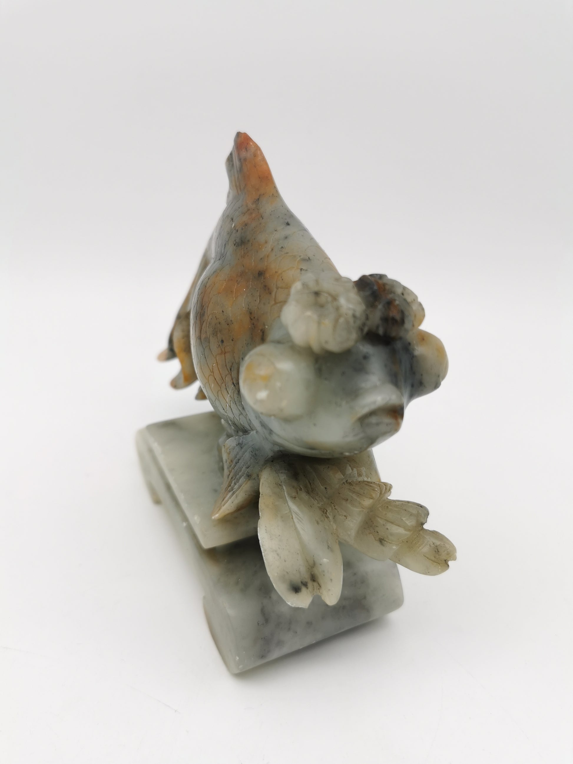 Large Vintage Chinese Hand-Carved Soapstone Goldfish Sculpture -1kg