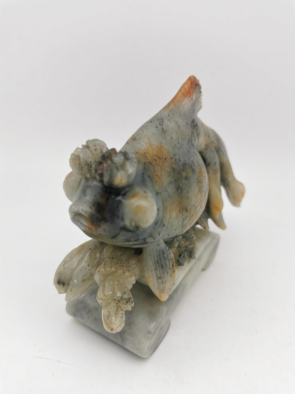 Large Vintage Chinese Hand-Carved Soapstone Goldfish Sculpture -1kg