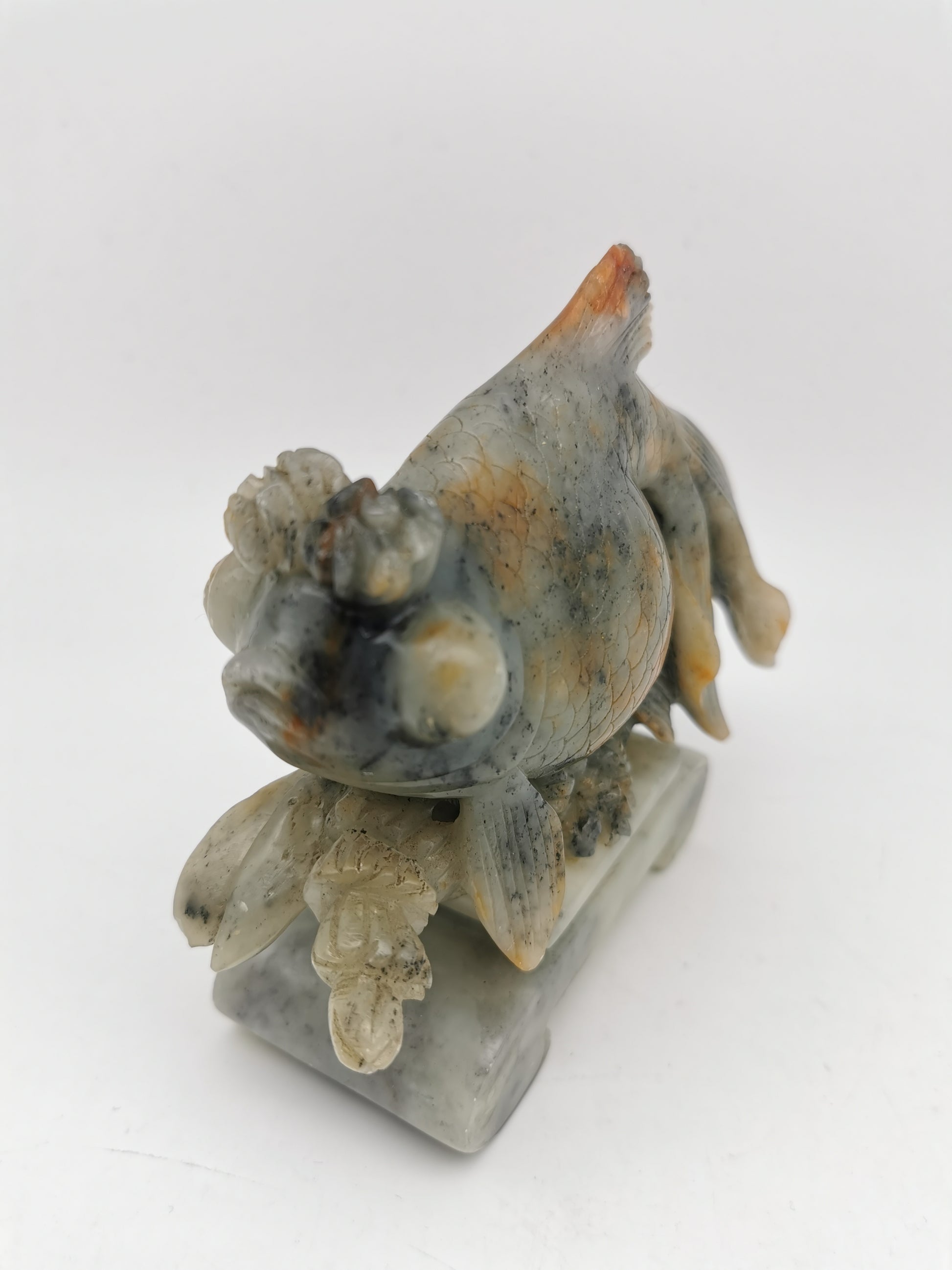 Large Vintage Chinese Hand-Carved Soapstone Goldfish Sculpture -1kg