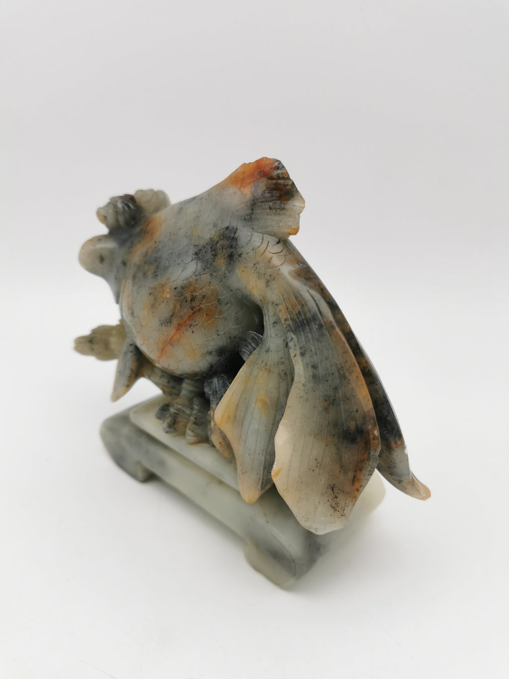 Large Vintage Chinese Hand-Carved Soapstone Goldfish Sculpture -1kg