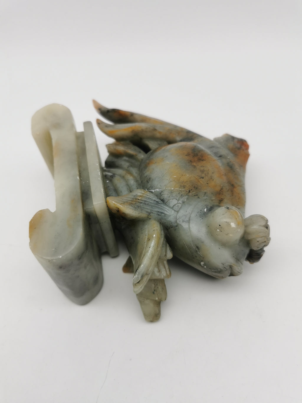 Large Vintage Chinese Hand-Carved Soapstone Goldfish Sculpture -1kg