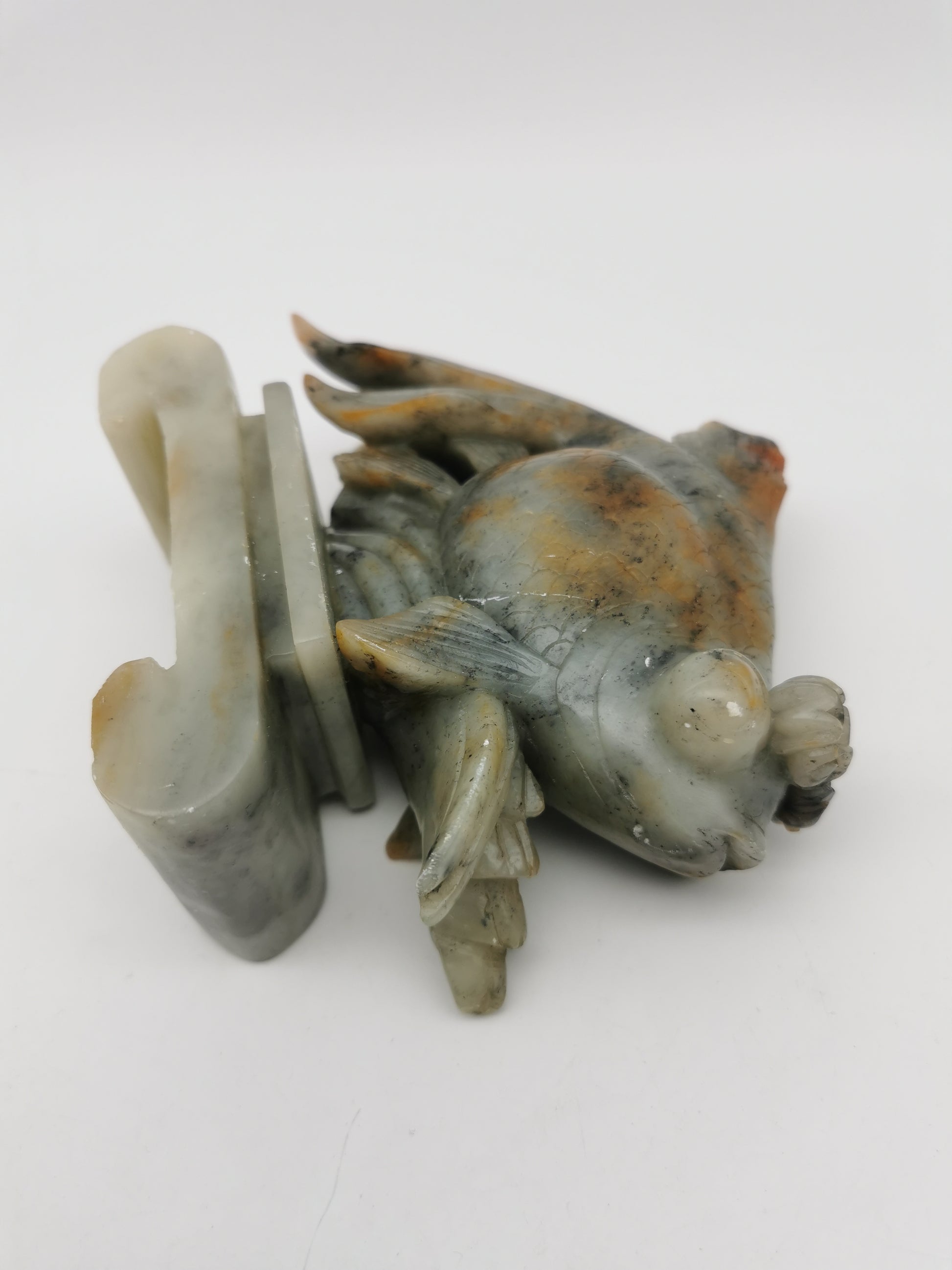 Large Vintage Chinese Hand-Carved Soapstone Goldfish Sculpture -1kg