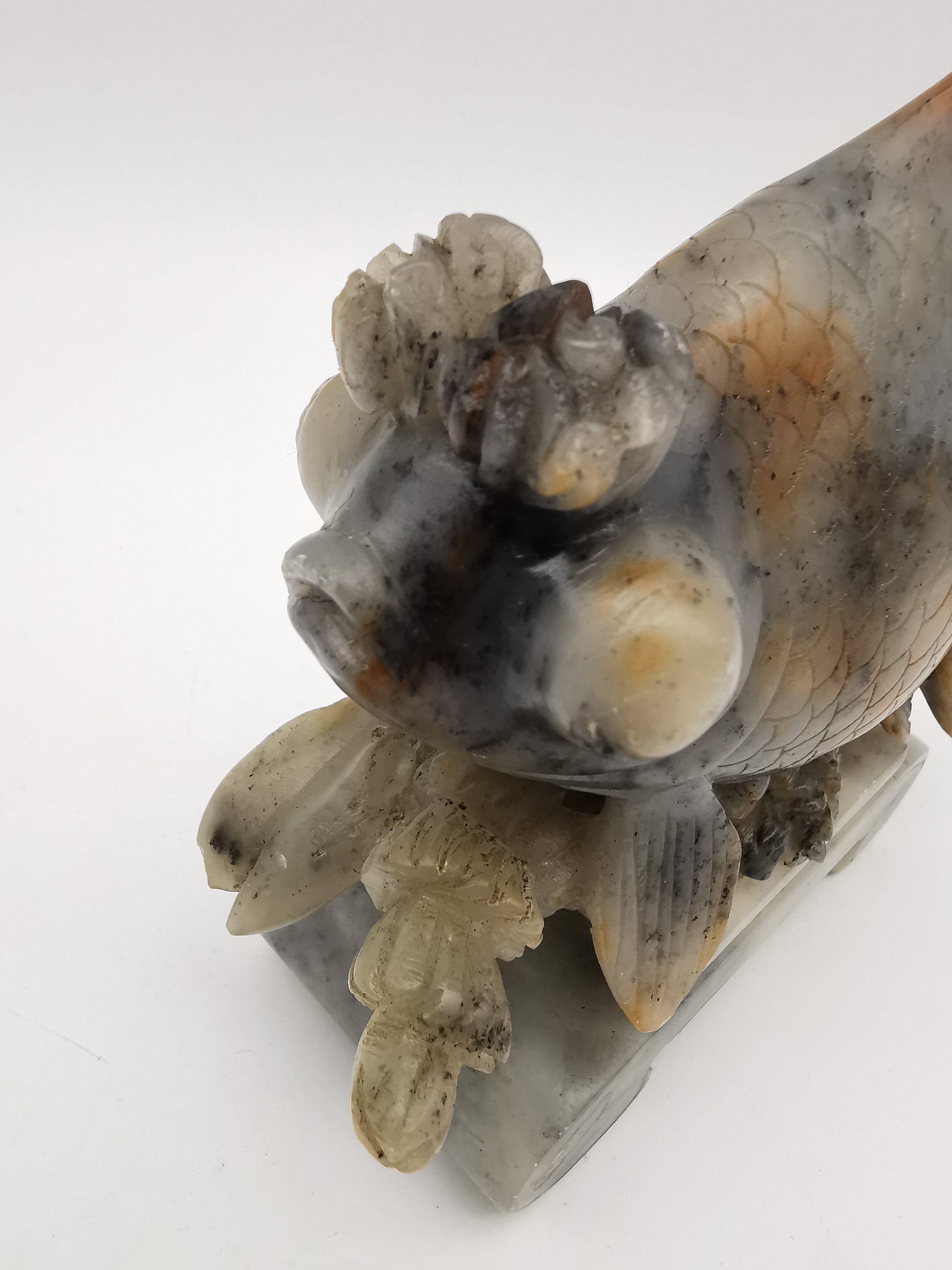 Large Vintage Chinese Hand-Carved Soapstone Goldfish Sculpture -1kg