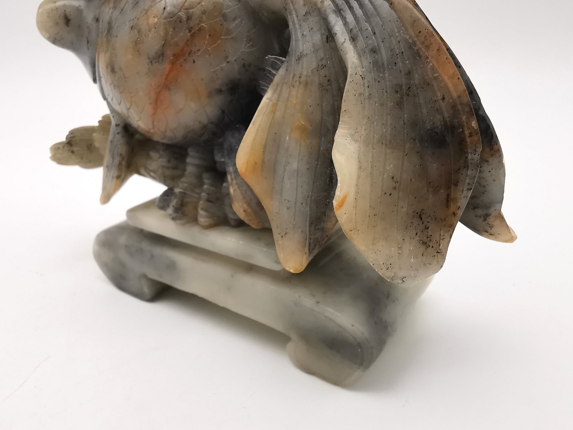 Large Vintage Chinese Hand-Carved Soapstone Goldfish Sculpture -1kg