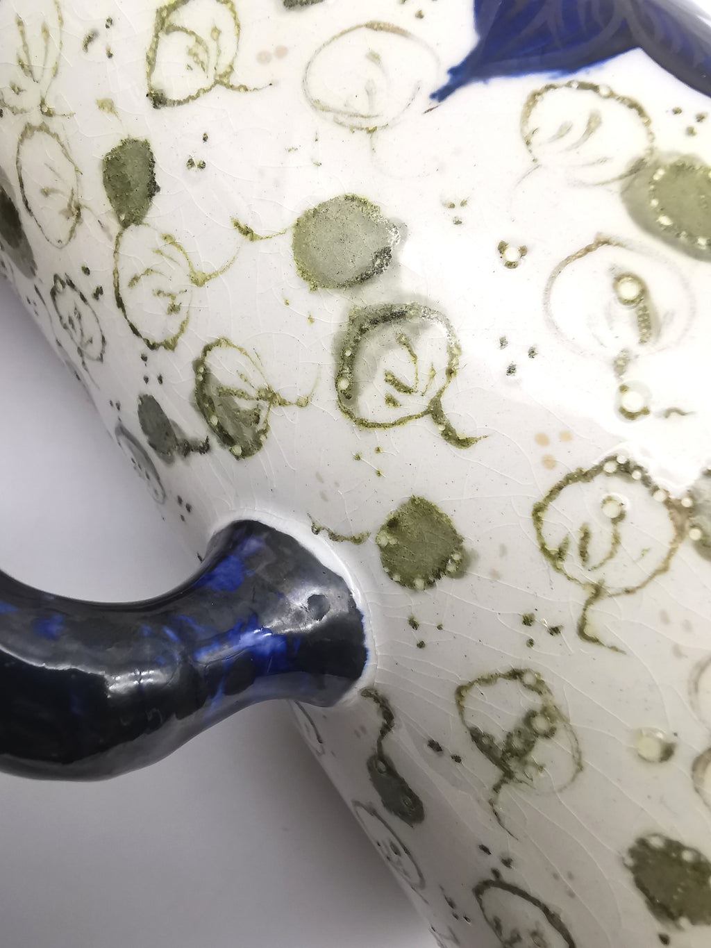 George Clews &Co Pottery Blue & Green Floral Stoneware Jug Pitcher