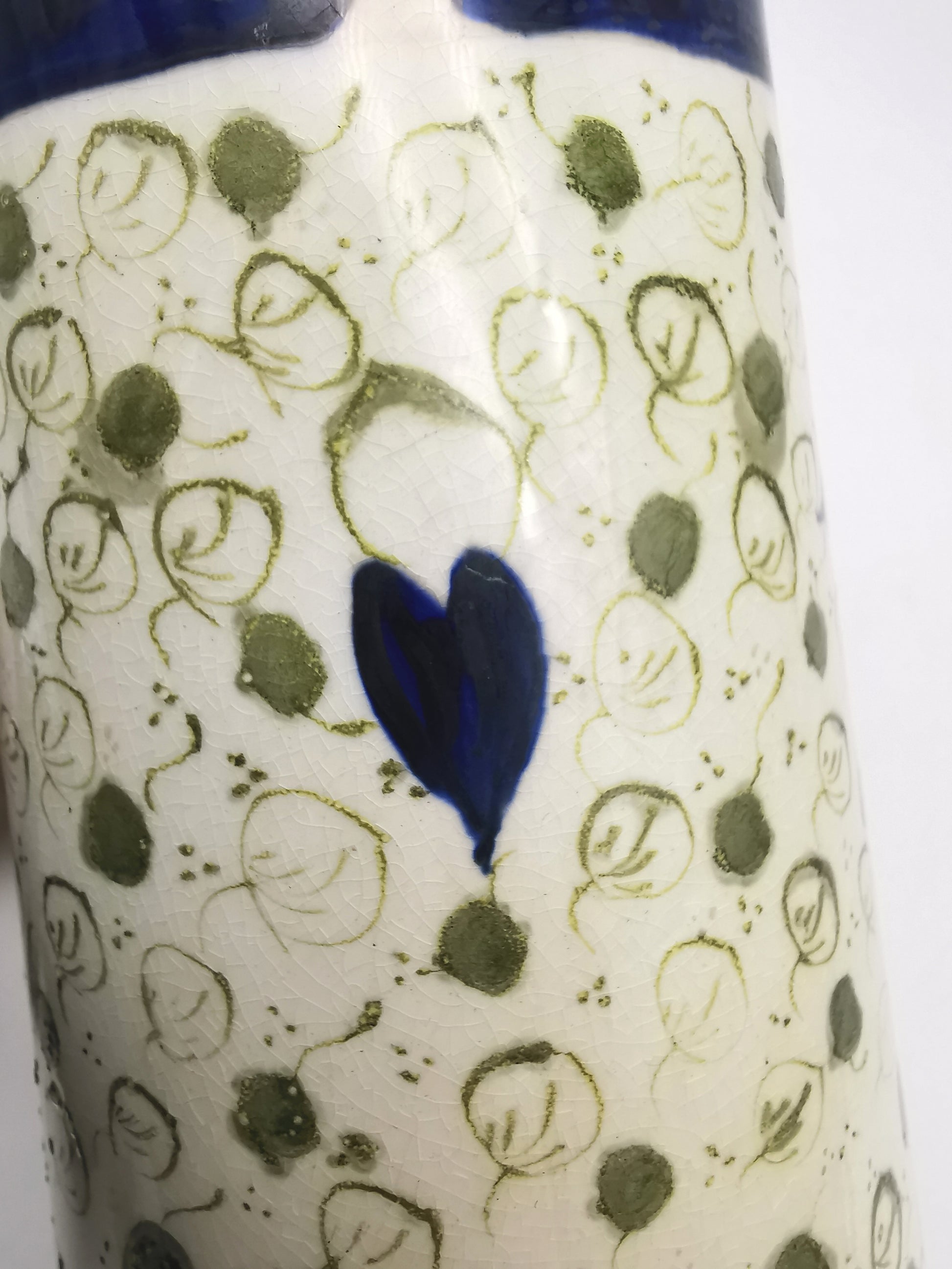 George Clews &Co Pottery Blue & Green Floral Stoneware Jug Pitcher