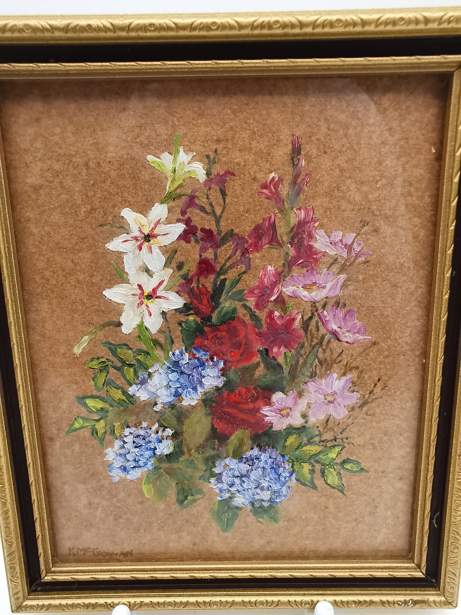 Pair of Original Floral Mini Art Paintings by K. McGowan