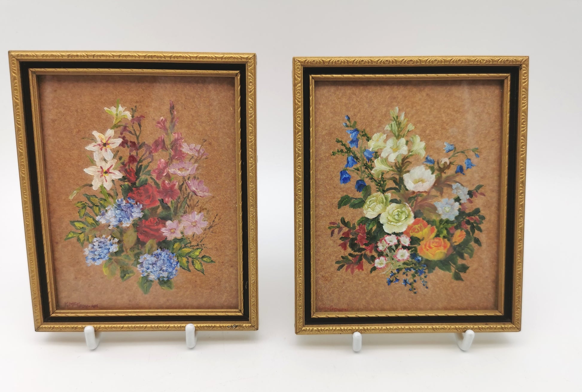 Pair of Original Floral Mini Art Paintings by K. McGowan