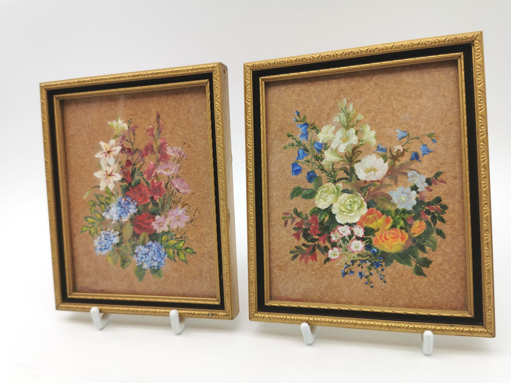 Pair of Original Floral Mini Art Paintings by K. McGowan