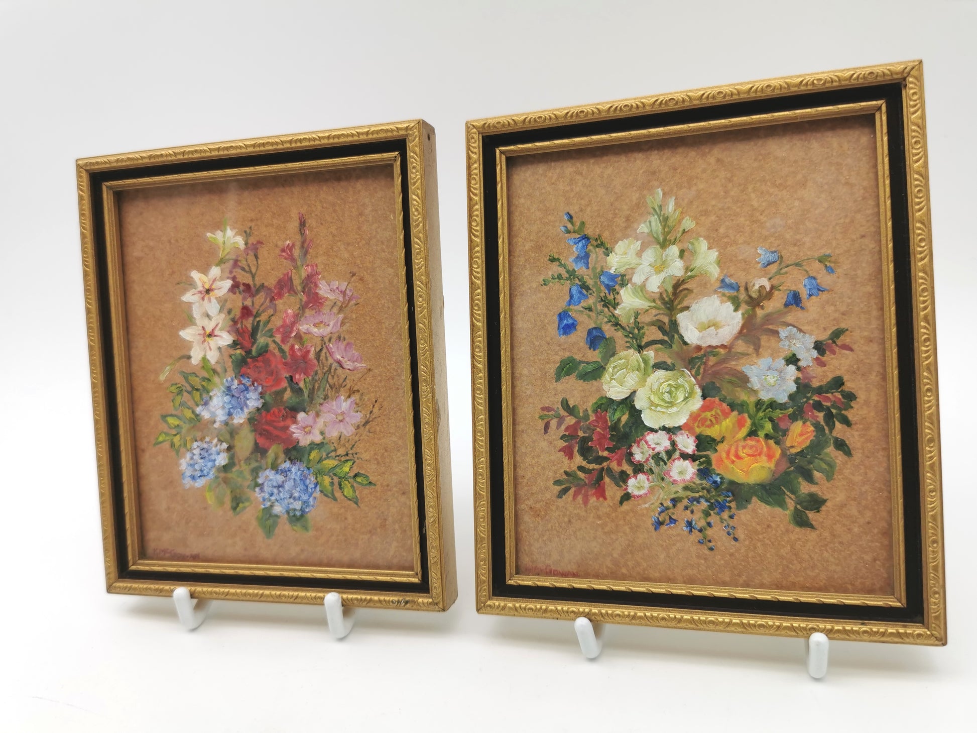 Pair of Original Floral Mini Art Paintings by K. McGowan
