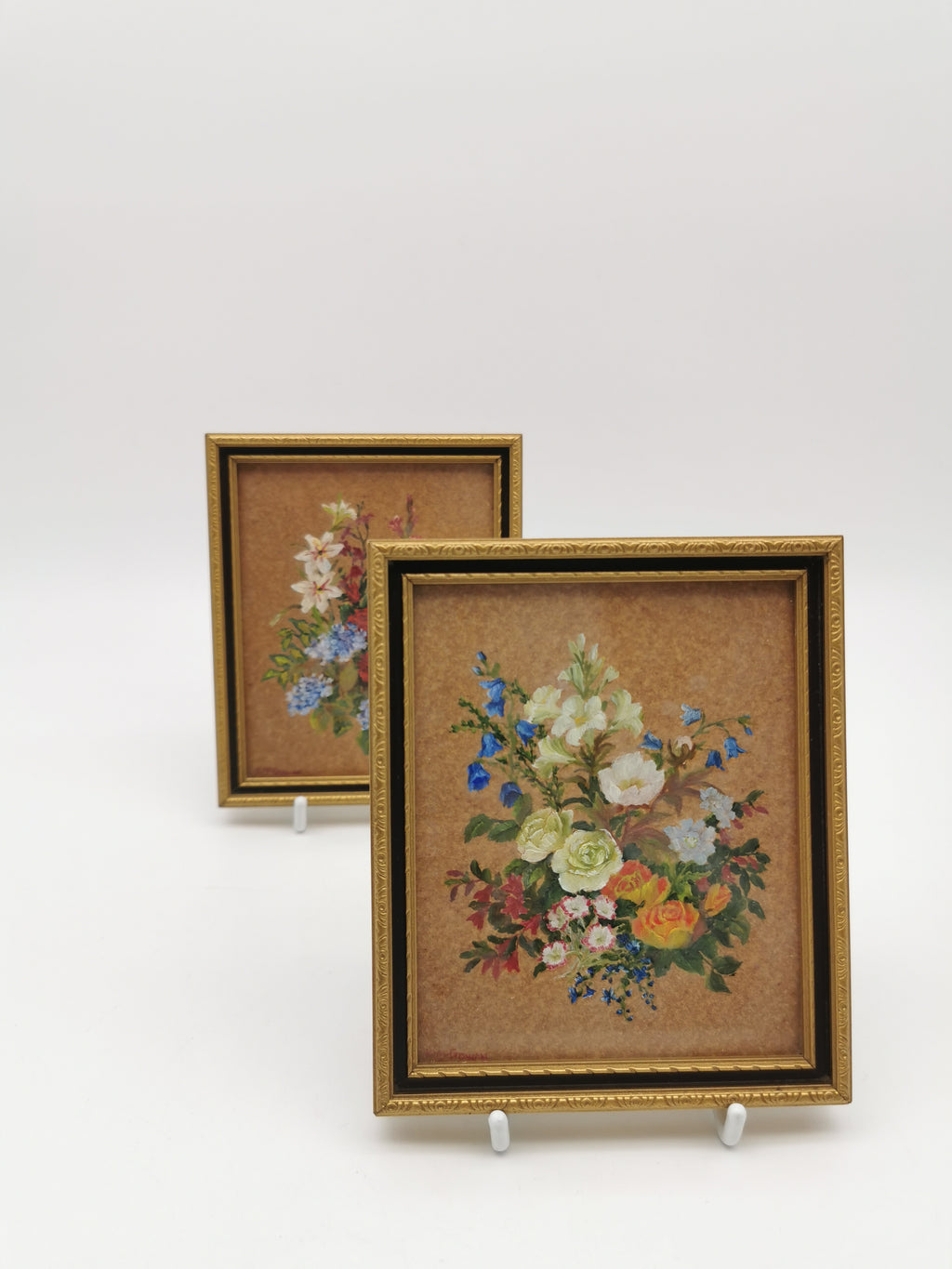 Pair of Original Floral Mini Art Paintings by K. McGowan