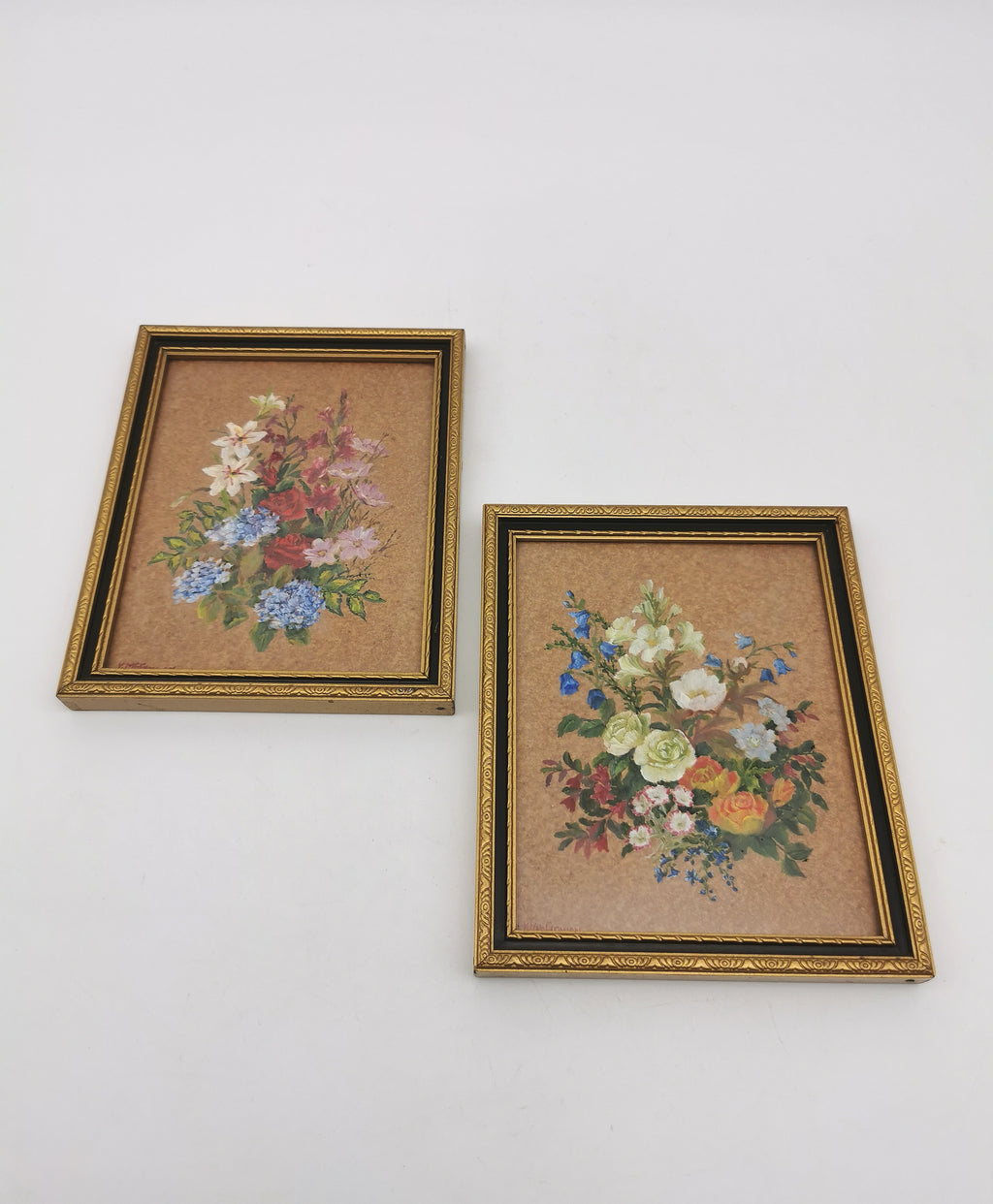 Pair of Original Floral Mini Art Paintings by K. McGowan