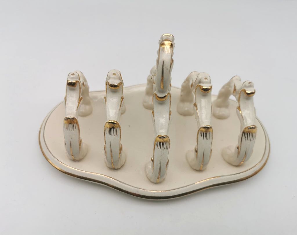 Ornate Design Gilt Accents Ceramic Toast Rack