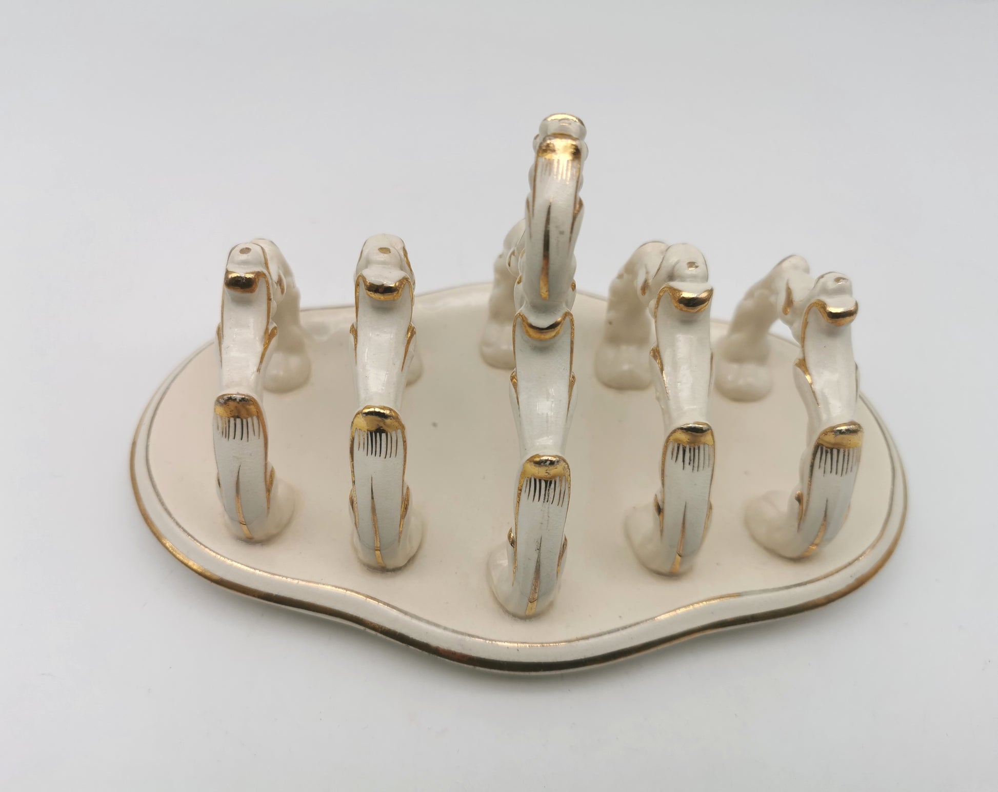 Ornate Design Gilt Accents Ceramic Toast Rack
