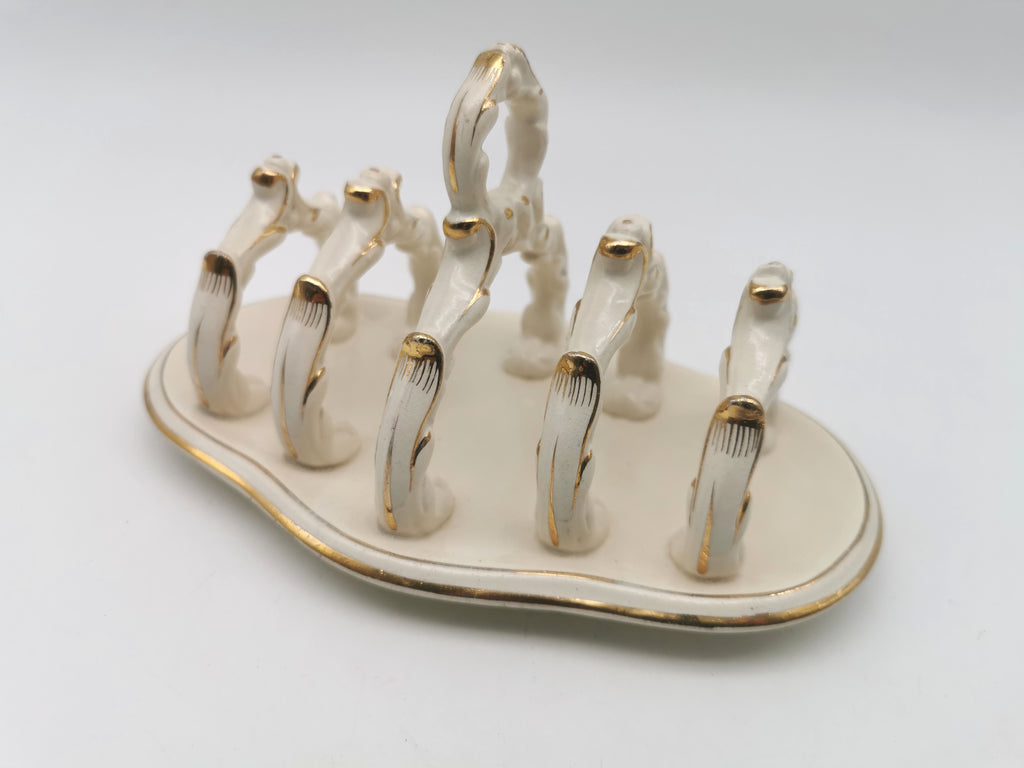 Ornate Design Gilt Accents Ceramic Toast Rack